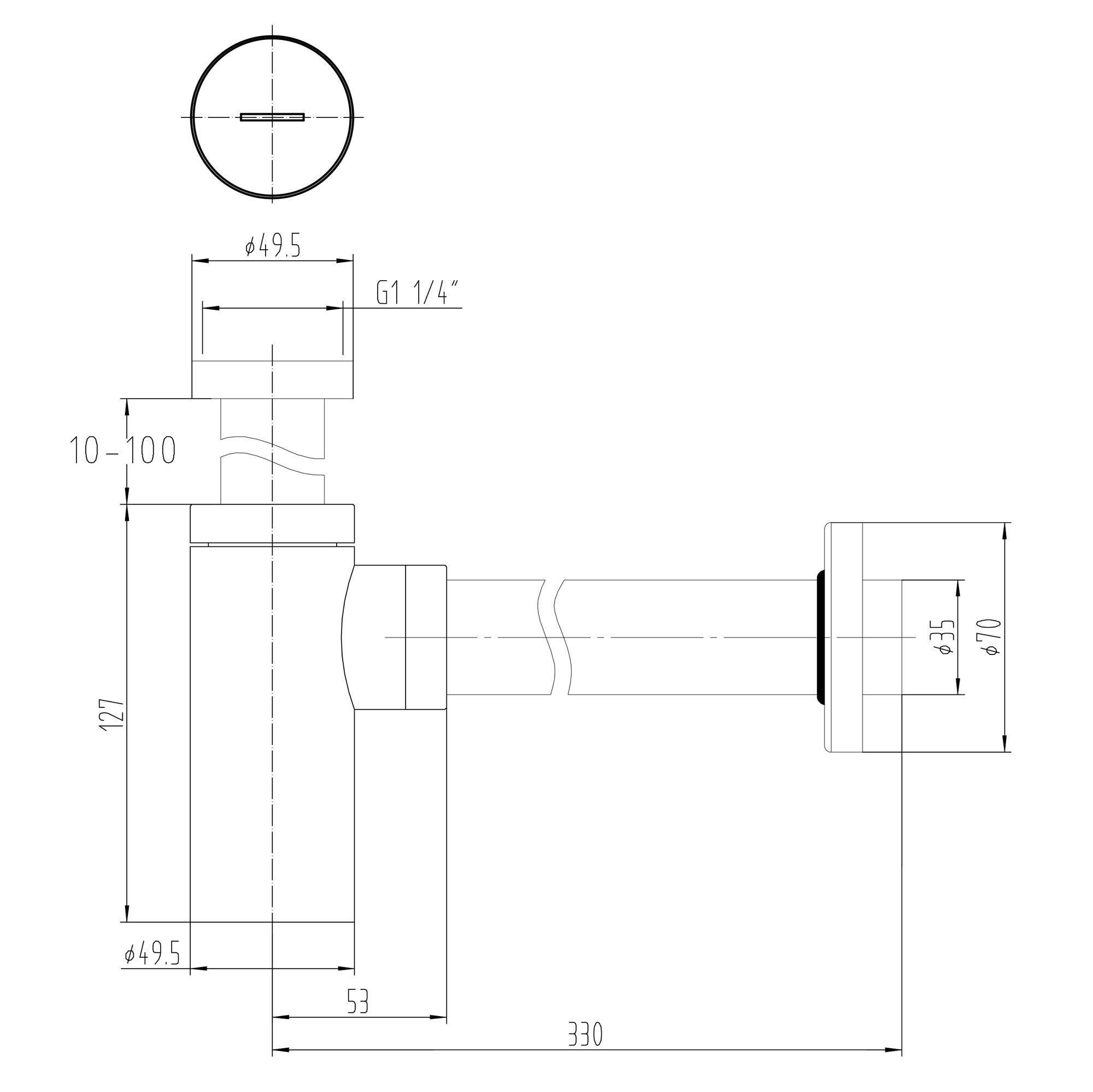 Siphon designer "Minimal" Stilform anti-odeurs en noir mat