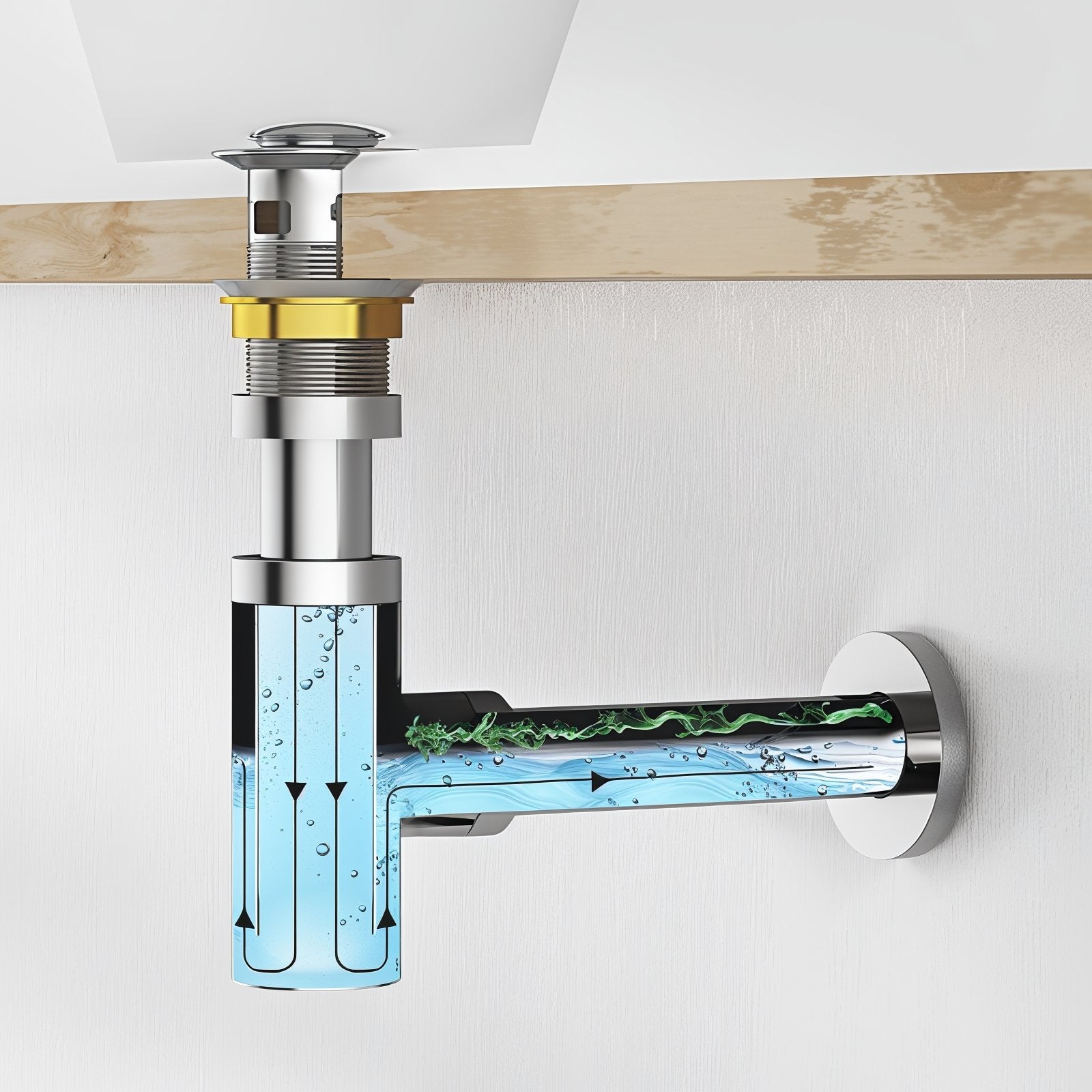 Siphon minimal avec clapet anti-odeurs
