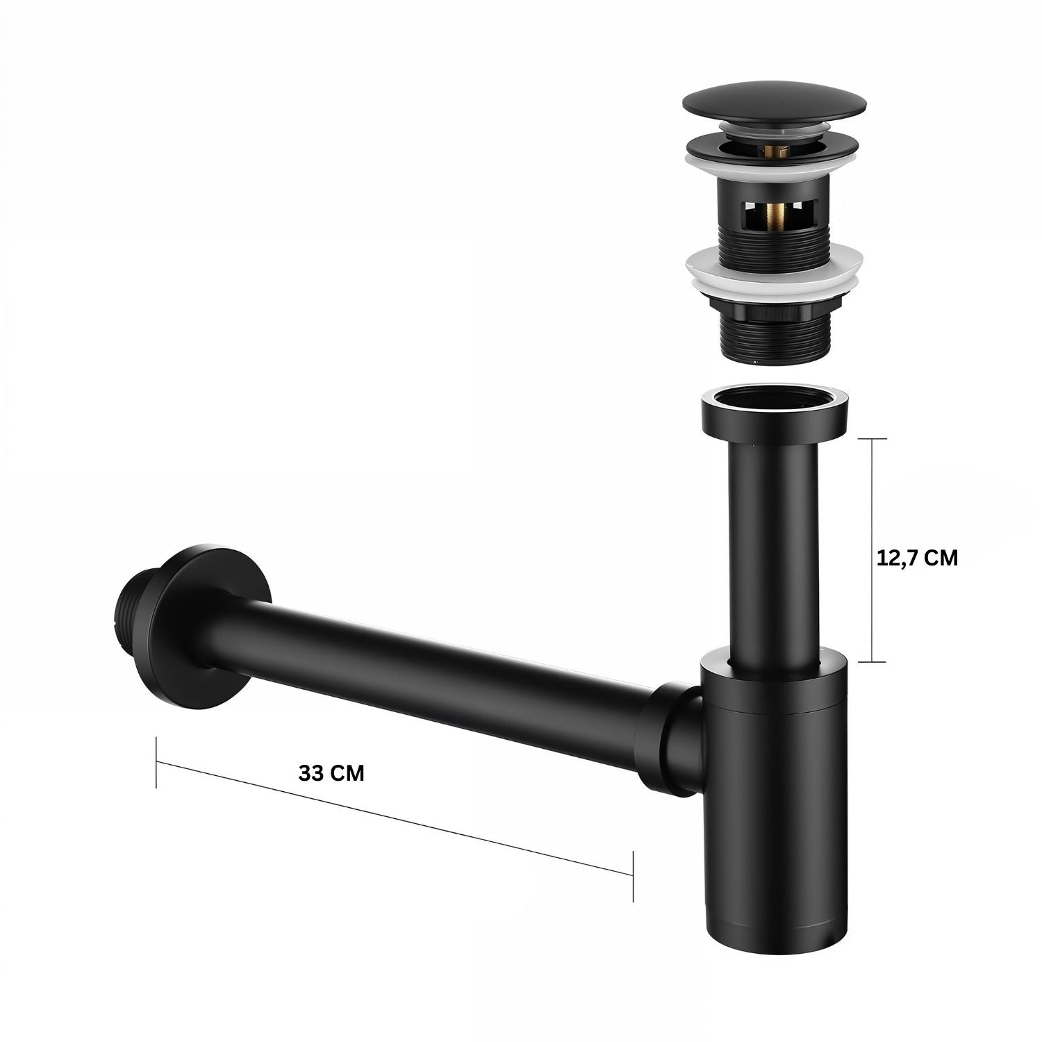 Siphon designer "Minimal" Stilform anti-odeurs en noir mat