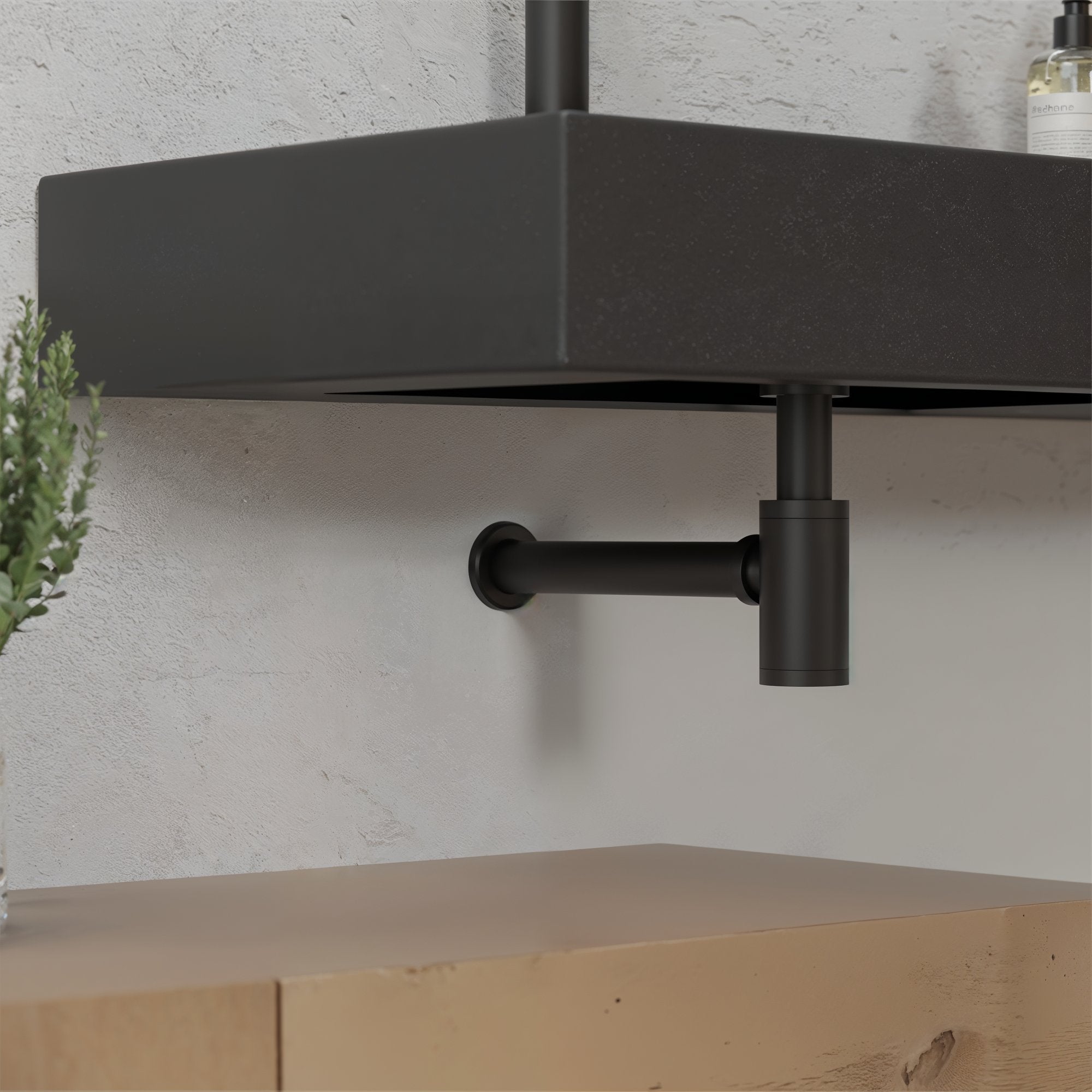 STILFORM Siphon design "Minimal" avec clapet anti-odeurs, noir mat