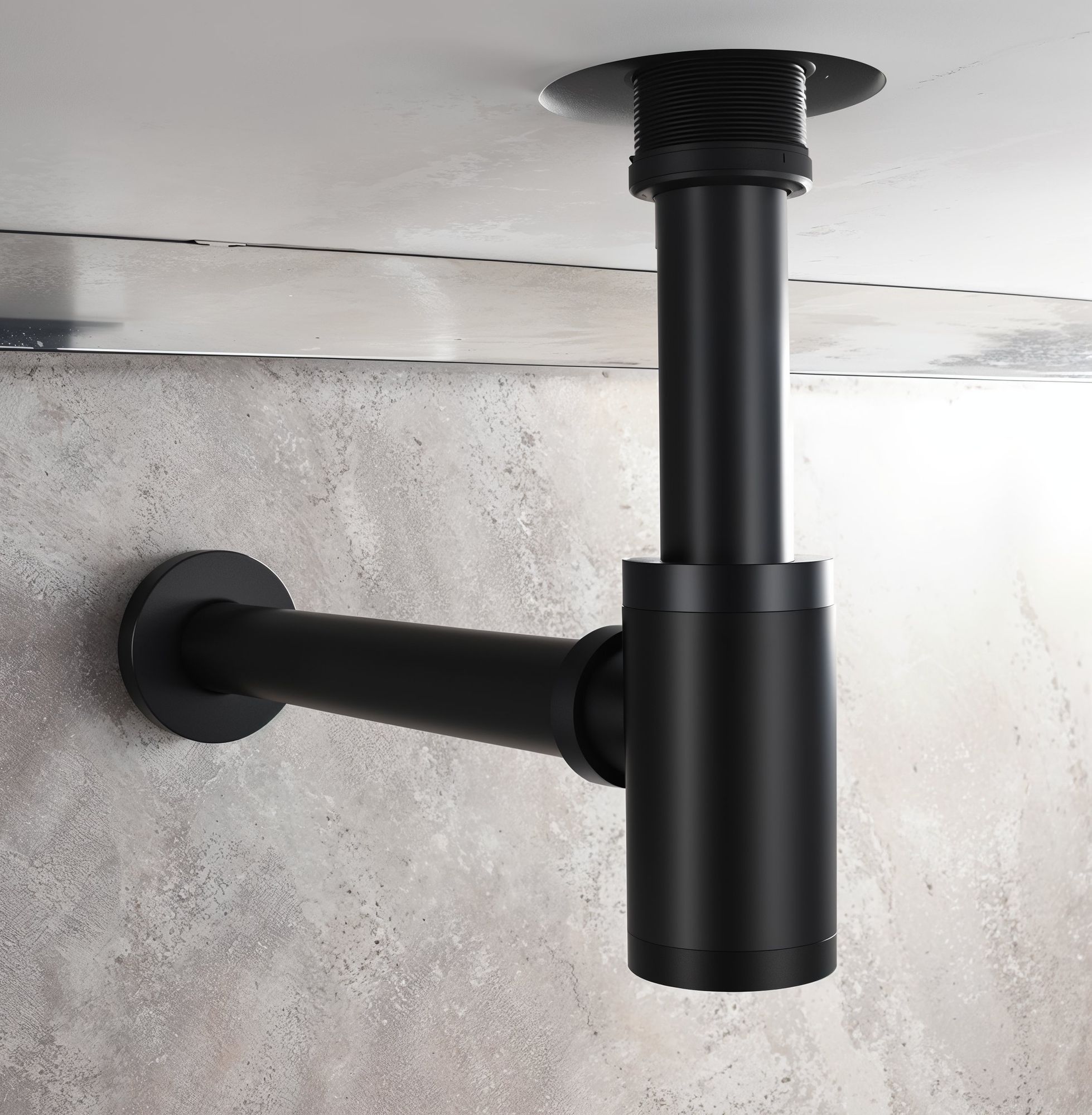 STILFORM Siphon design "Minimal" avec clapet anti-odeurs, noir mat