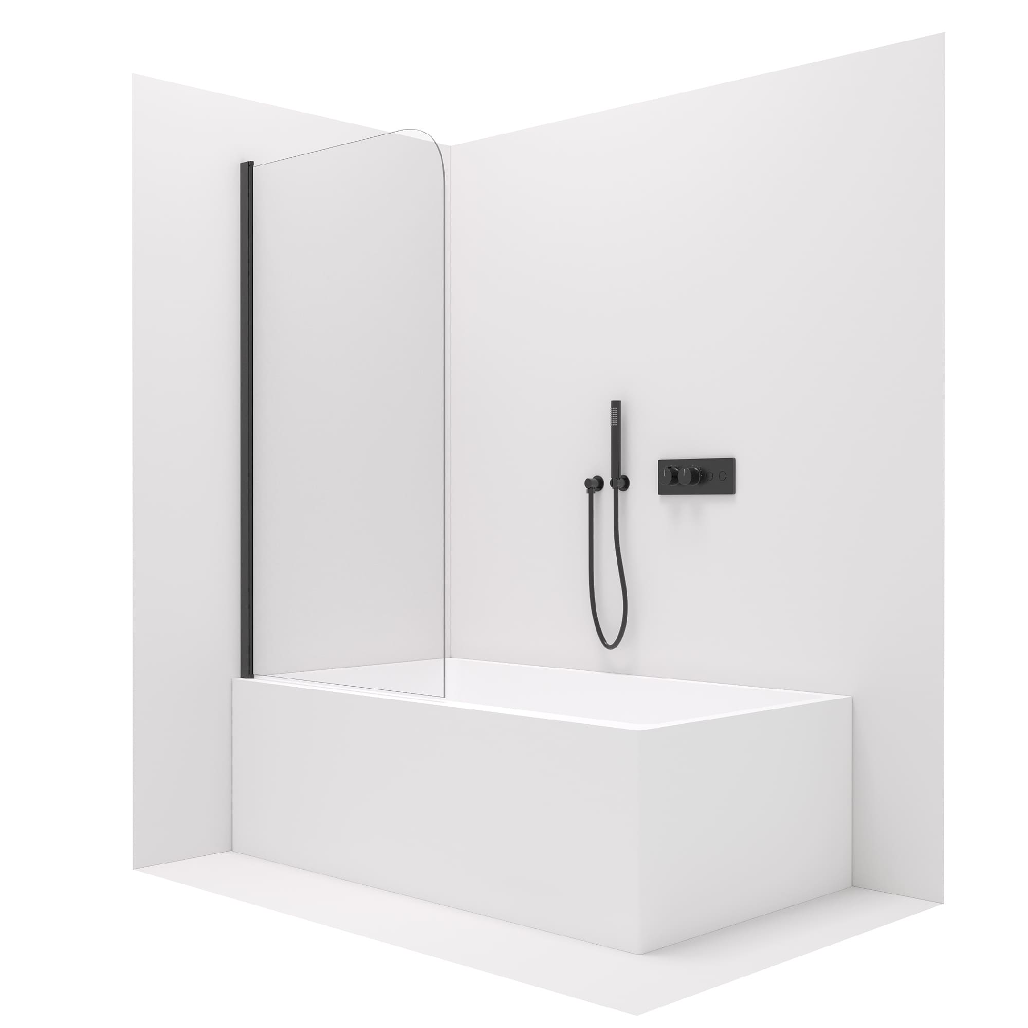 Parete vasca da bagno per doccia Nero opaco 80x140 o 100x140