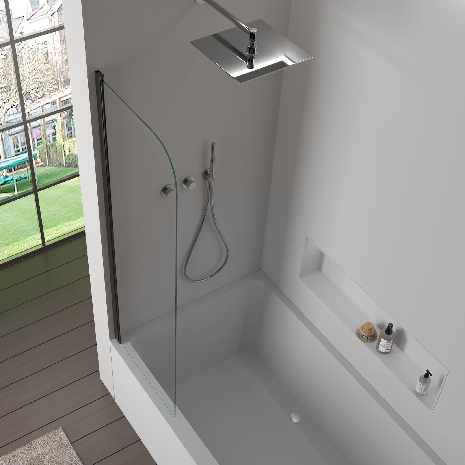 Parete vasca da bagno per doccia Nero opaco 80x140 o 100x140