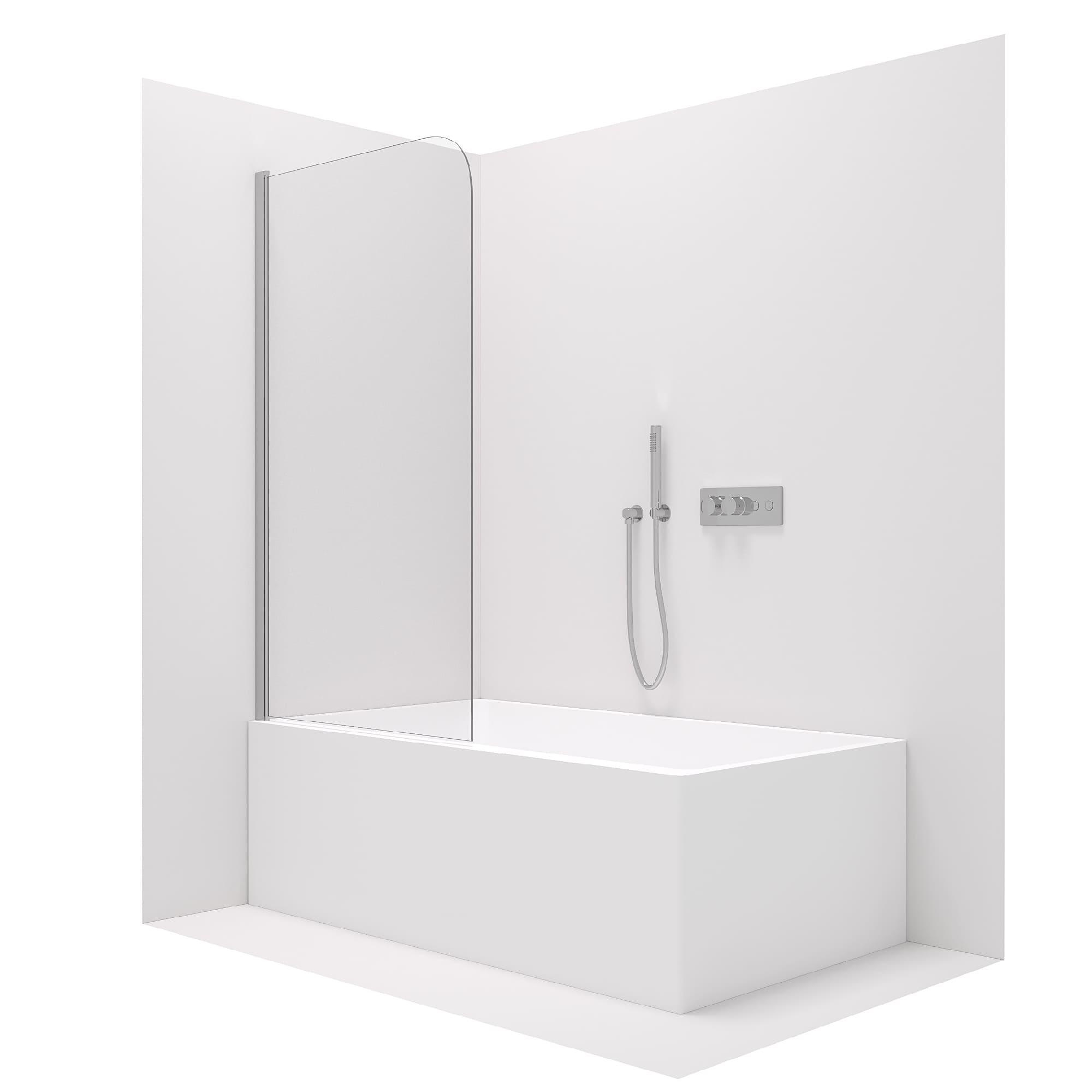 Parete vasca in vetro, schermo doccia cromato 80x140 o 100x140