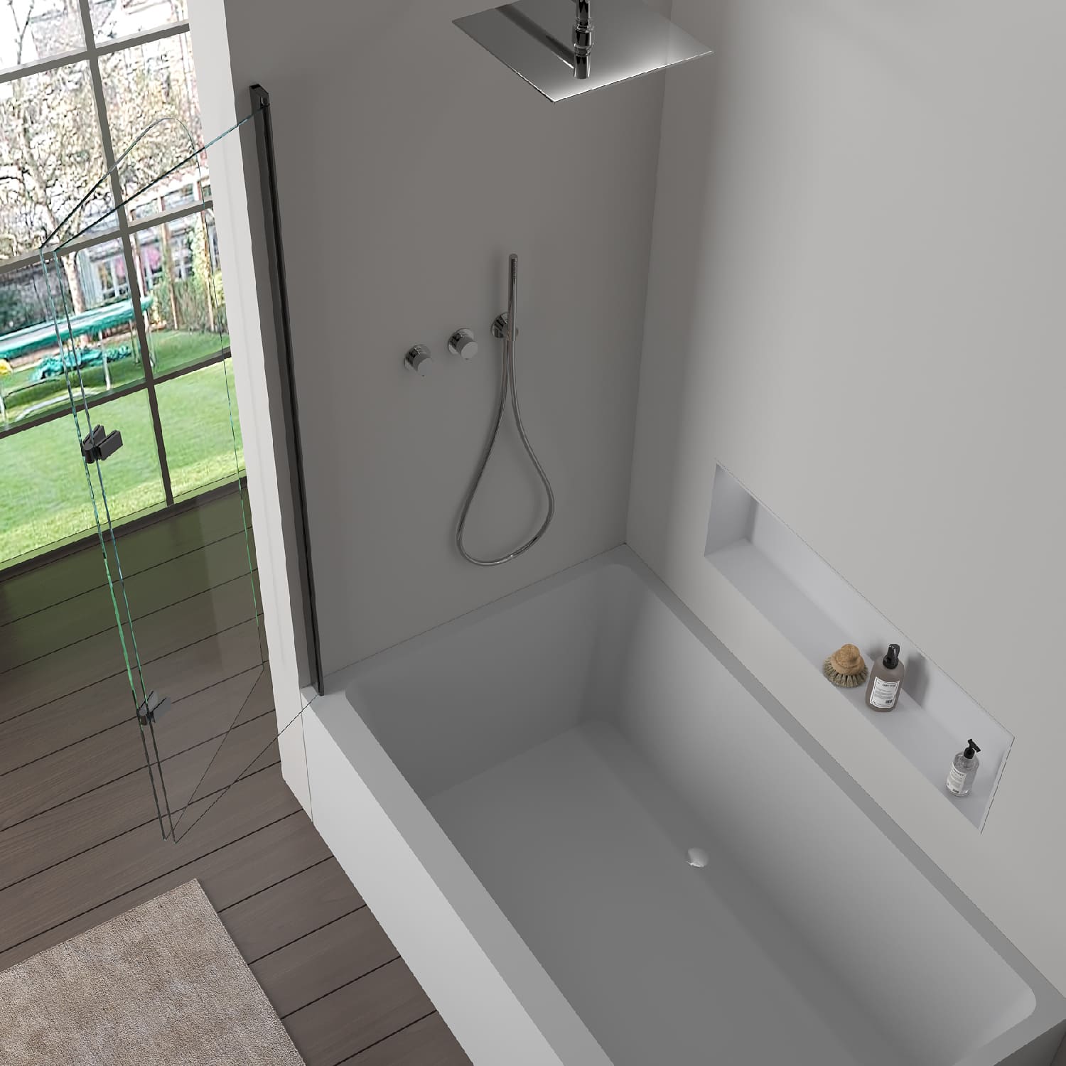 Parete doccia pieghevole nera opaca per vasca da bagno 120x140