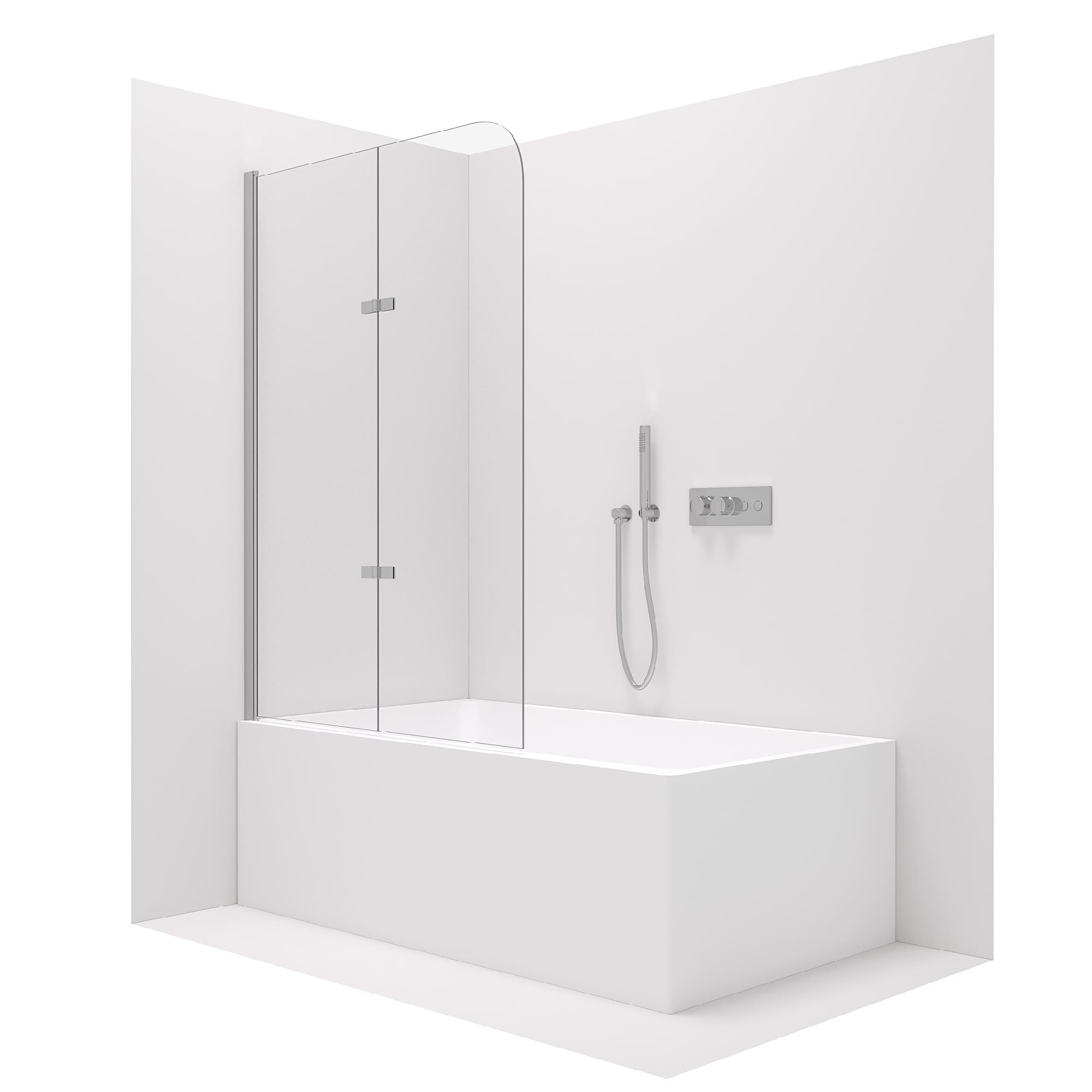 Paratia vasca in vetro, parete doccia cromata 120x140 pieghevole