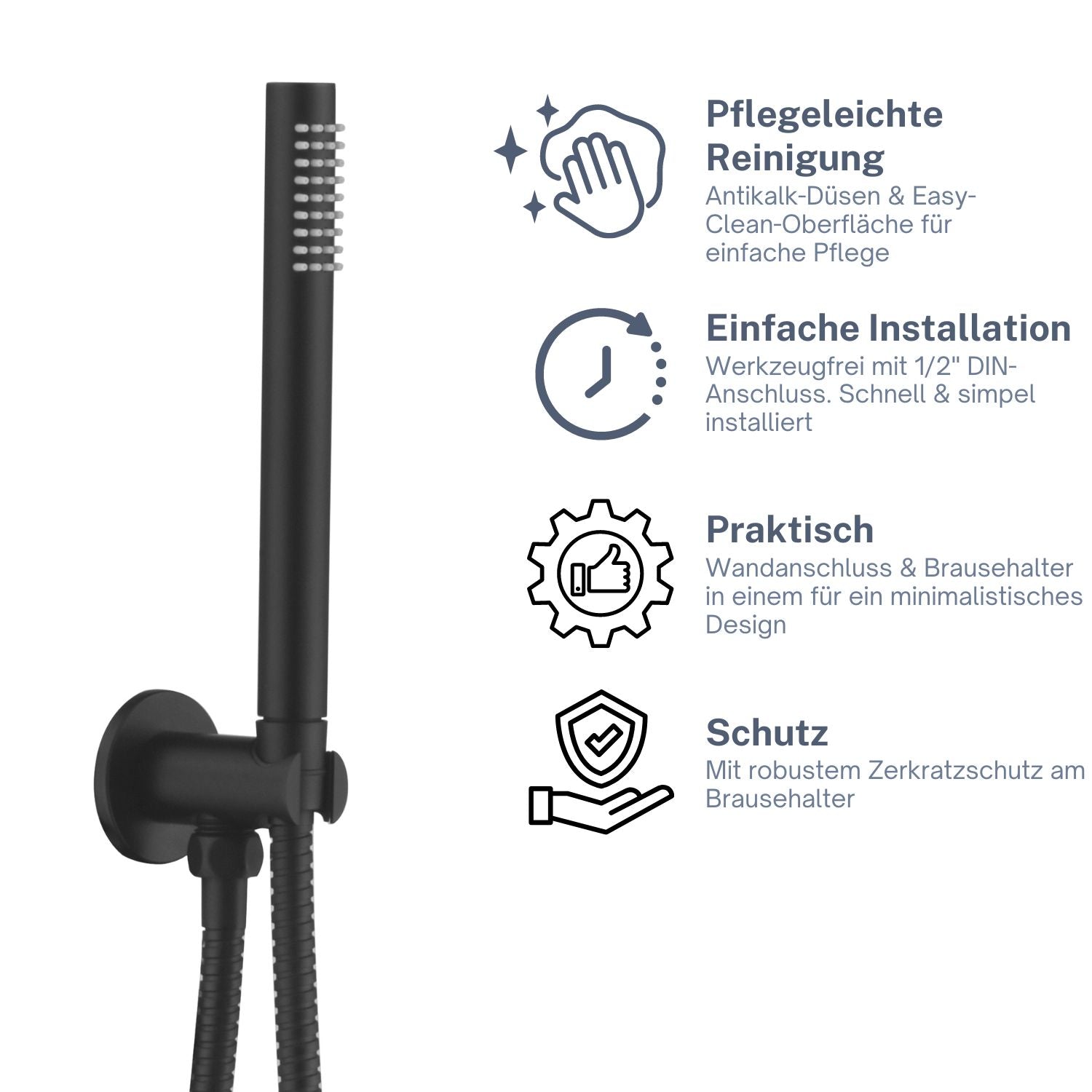 Ensemble de douche Stilform Design Park/Highline en laiton massif noir mat