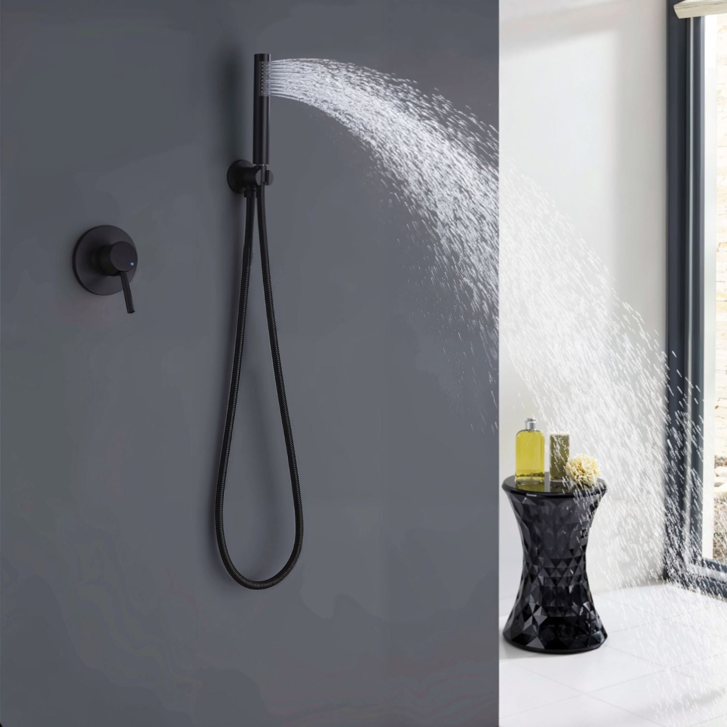 Ensemble de douche Stilform Design Park/Highline en laiton massif noir mat