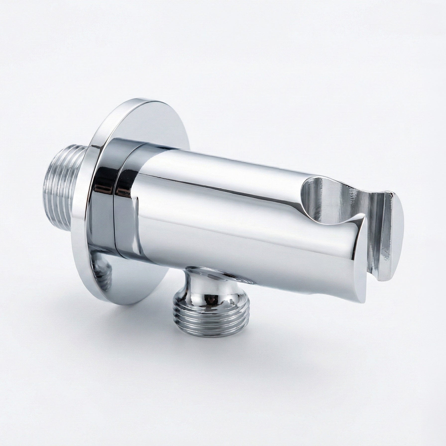 Codo de conexión a pared Stilform - soporte de ducha redondo, sólido en cromo o negro mate