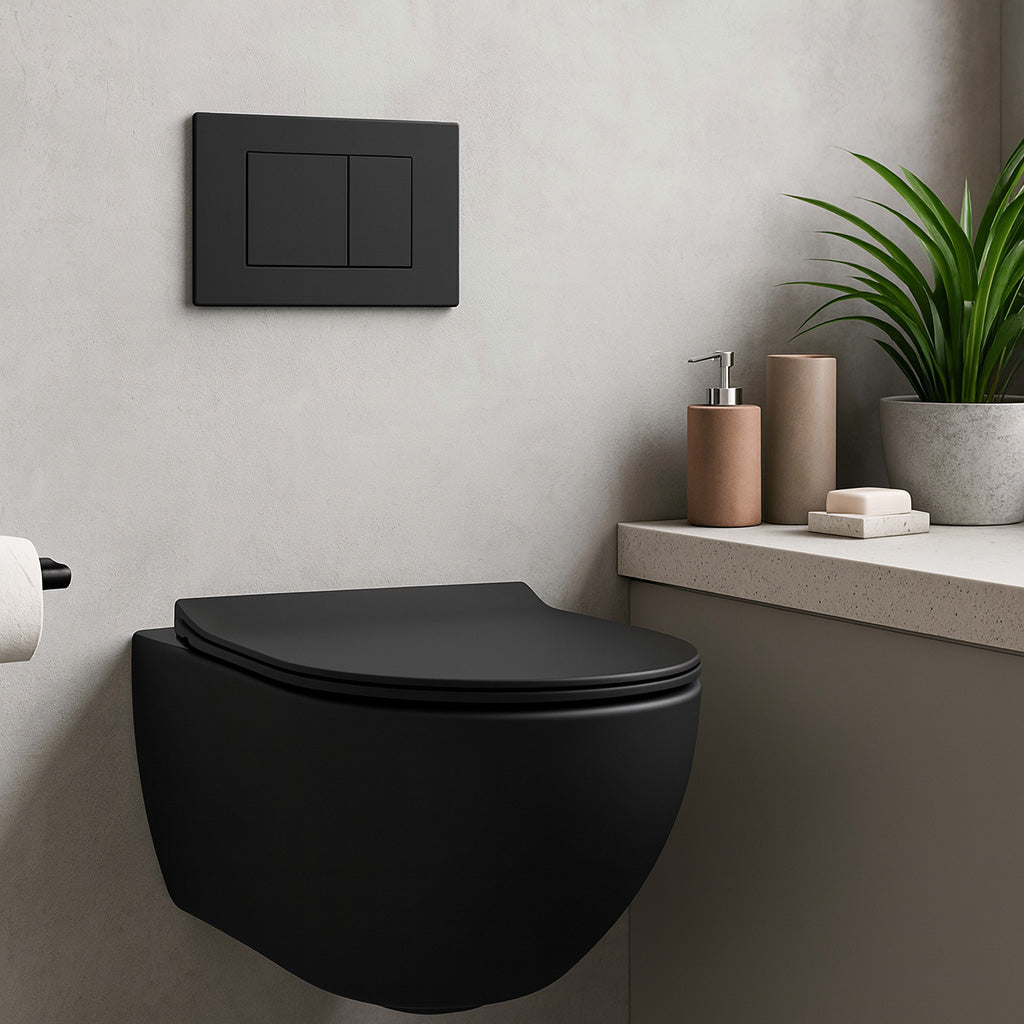 Plaque de commande noire mate compatible avec Geberit Duofix Sigma / Delta à double chasse