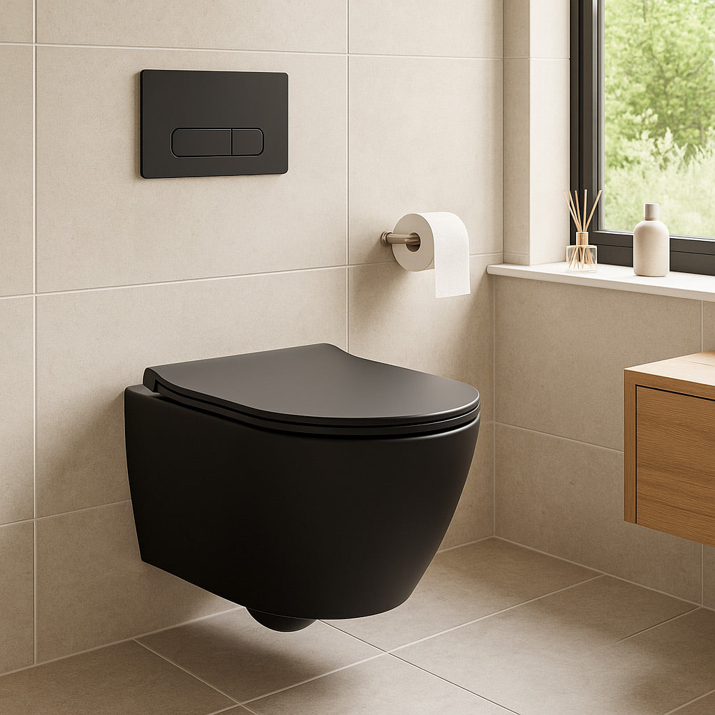 Plaque de commande noir mat compatible avec Geberit Duofix Sigma / Delta 2 pour double débit de chasse d'eau