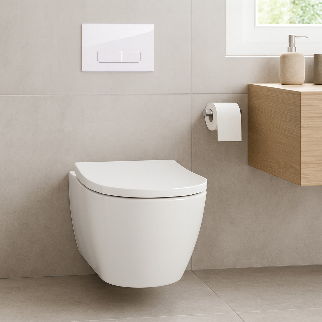 Piastra di comando compatibile bianco lucido per Geberit Duofix Sigma (UP 320) con doppio scarico a volume regolabile