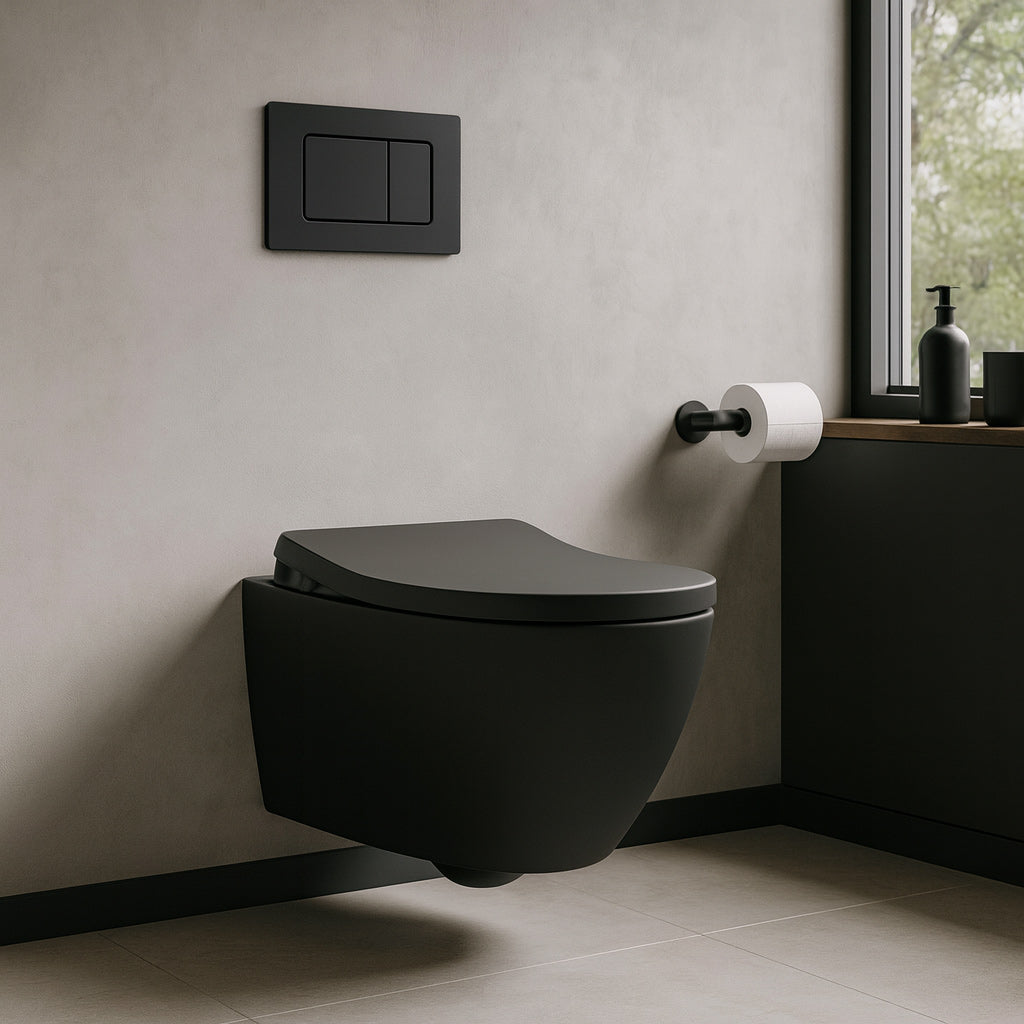 Plaque de commande en acier inoxydable noir mat compatible avec Geberit Dofix Sigma/Delta double chasse