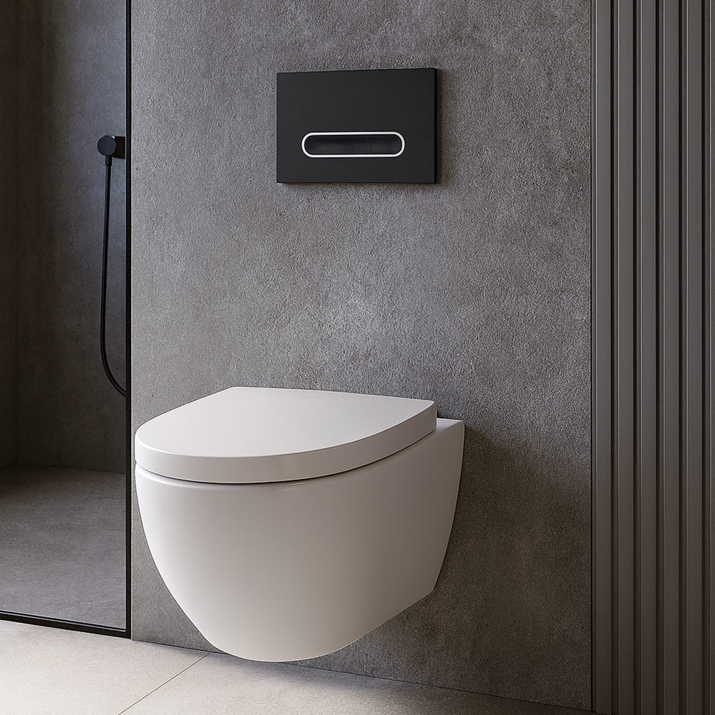 Drückerplatte Schwarz Matt Kompatibel zu Geberit Duofix Sigma / Delta 2 Mengenspülung