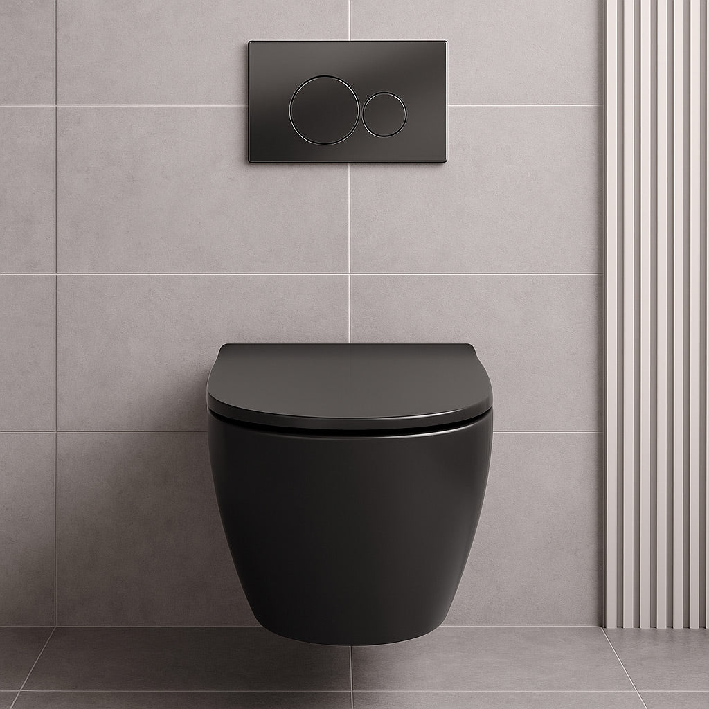 Drückerplatte Edelstahl Gunmetal Rund Kompatibel zu Geberit Duofix Sigma / DELTA 2 Mengenspülung