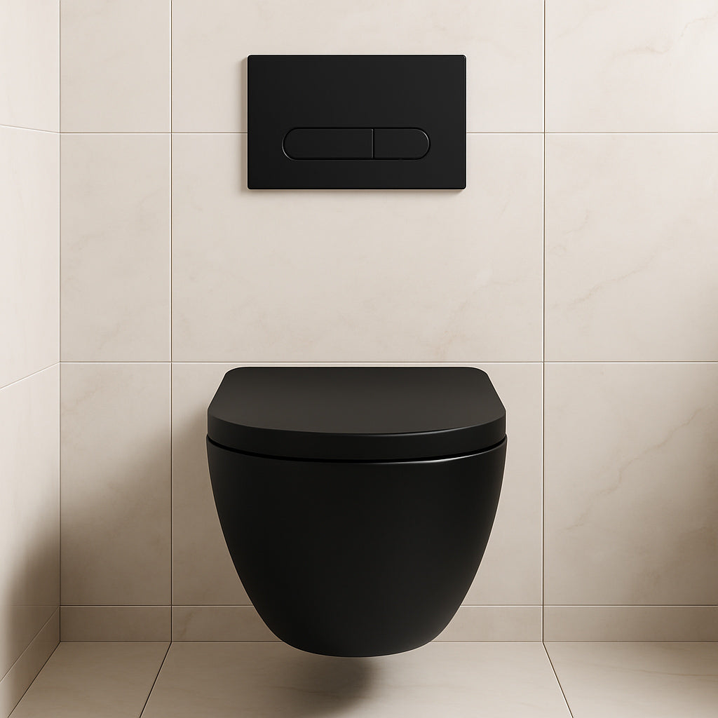 Drückerplatte Schwarz Matt ABS Kompatibel zu Geberit Duofix Sigma / DELTA 2 Mengenspülung