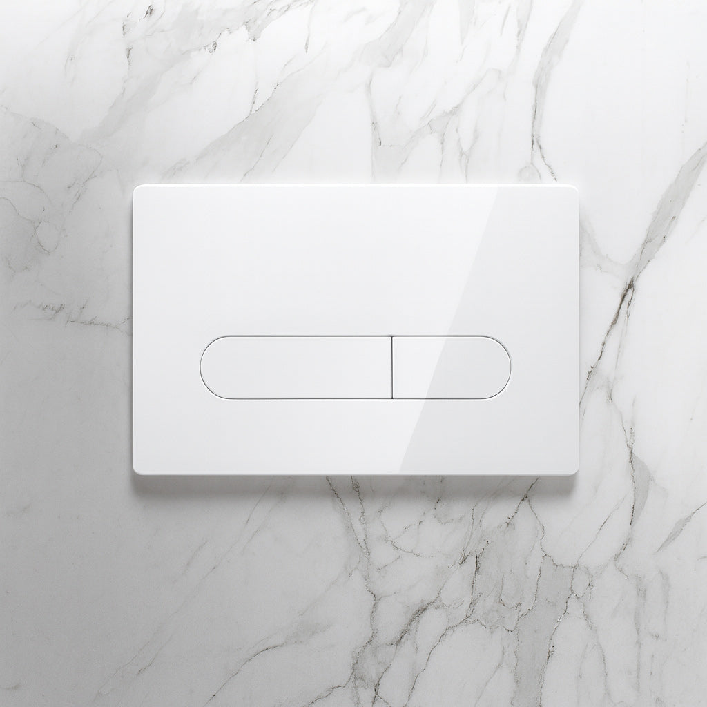 Flush Plate White Glossy ABS Compatible with Geberit Duofix Sigma / DELTA Dual Flush