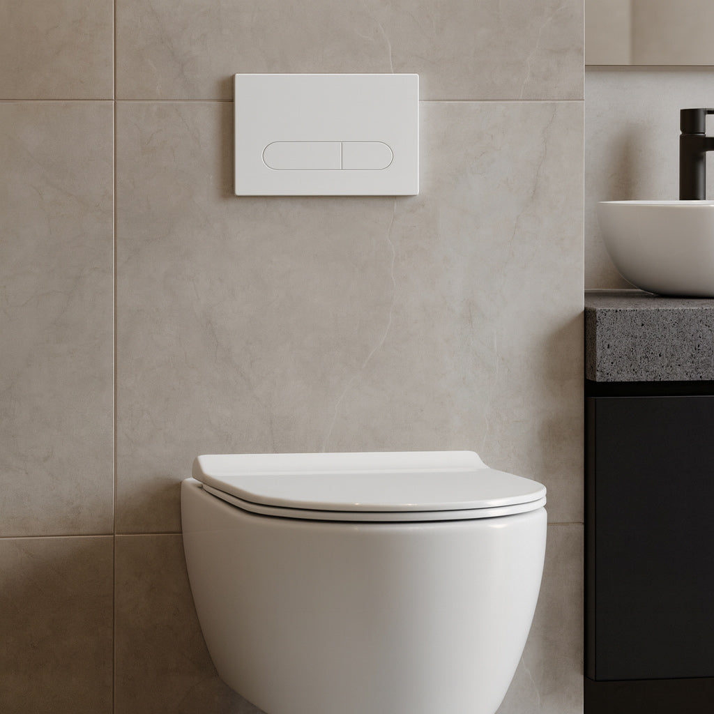 Push Plate Matte White ABS Compatible with Geberit Duofix Sigma / DELTA 2 Dual Flush