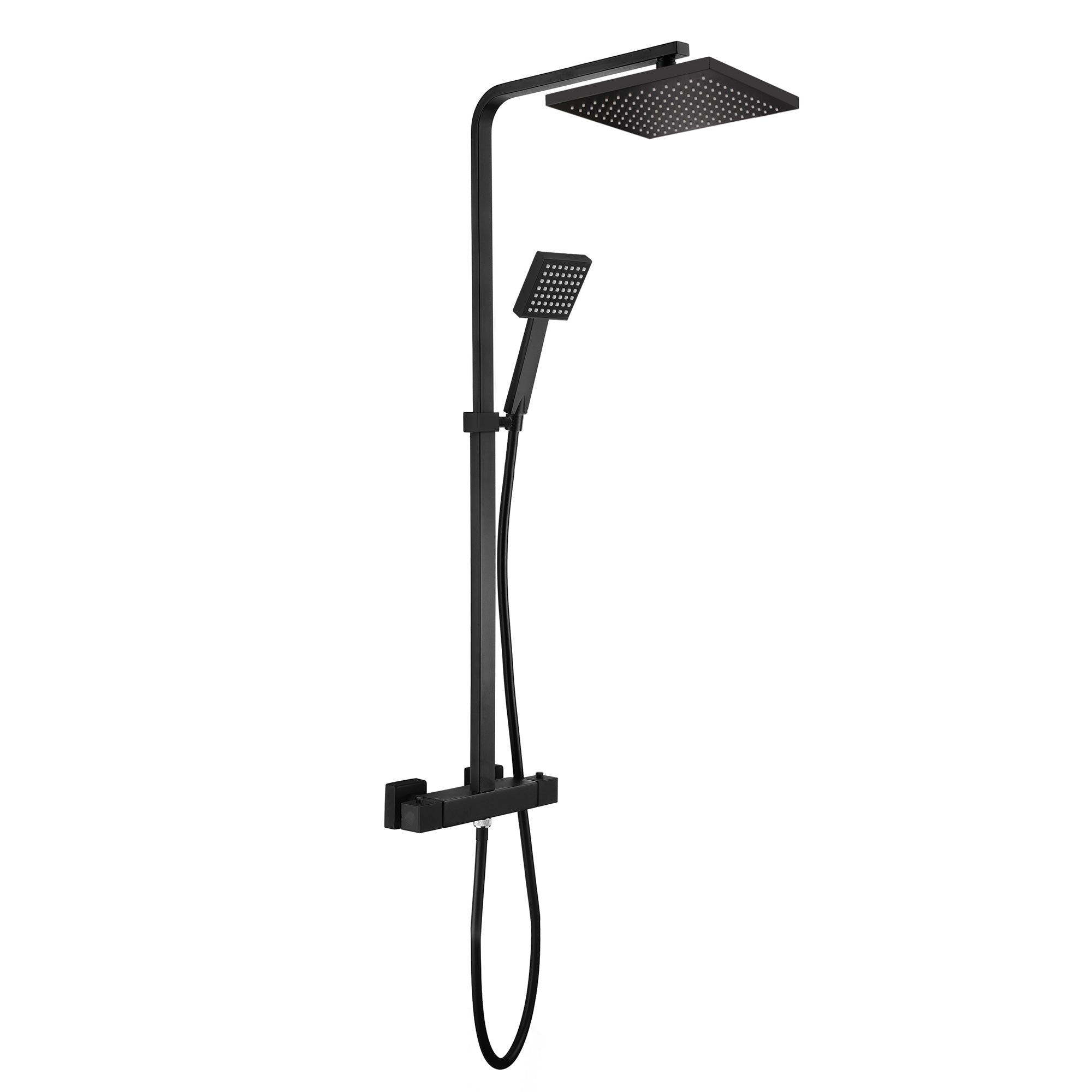 Colonne de douche design série "Park" réglable en hauteur avec douche de pluie, mitigeur thermostatique et douchette à main noir