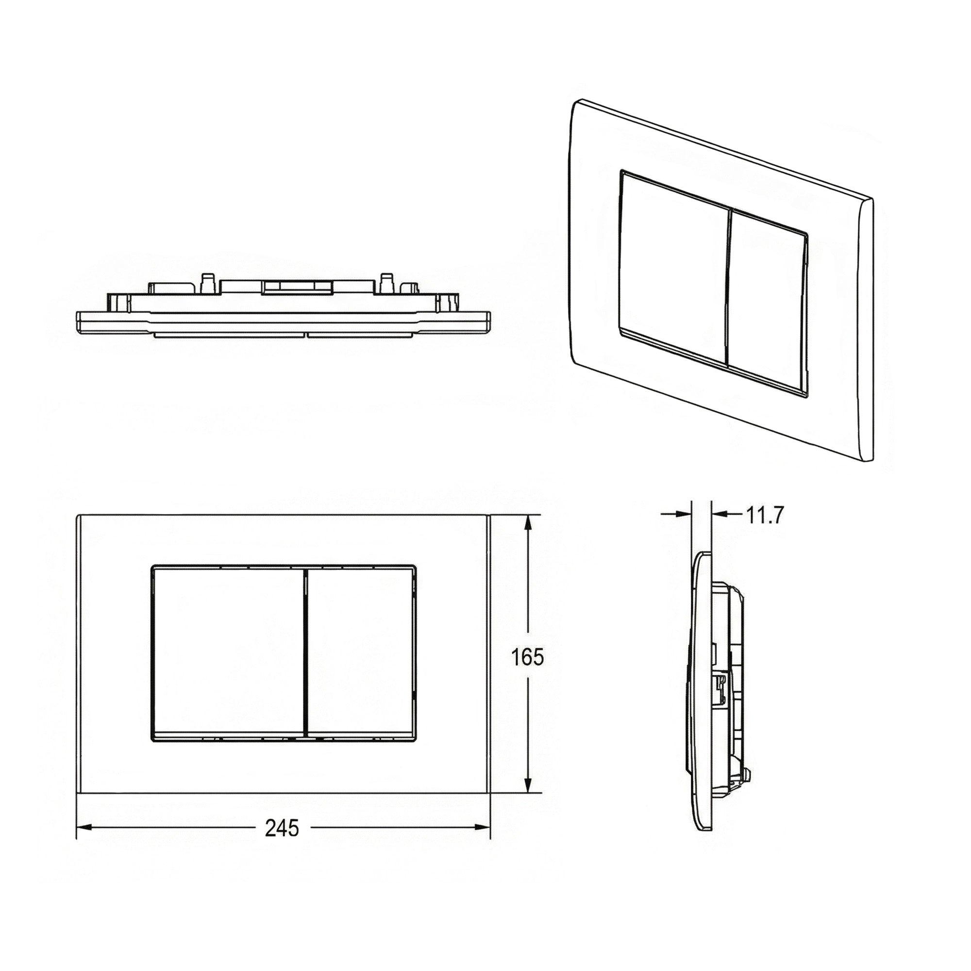 Plaque de commande Gunmetal Compatible avec Geberit Duofix Sigma/Delta 2 Dual Flush