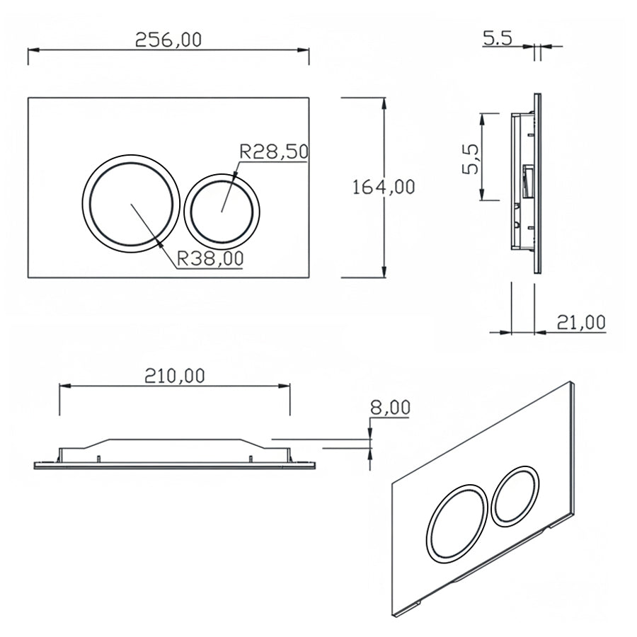 Gombpanel matt ezüst - Kompatibilis Geberit Sigma (UP 320) modellekhez