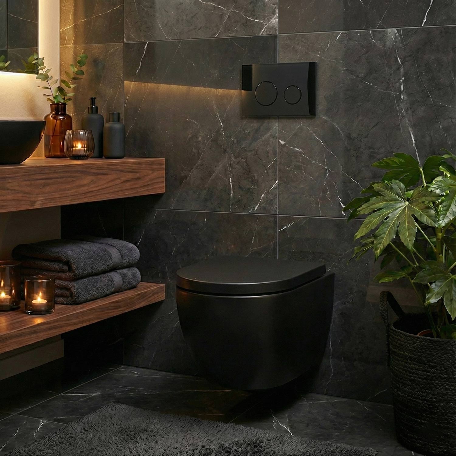 Plaque de commande en verre noir - Compatible avec Geberit Sigma (UP 320)