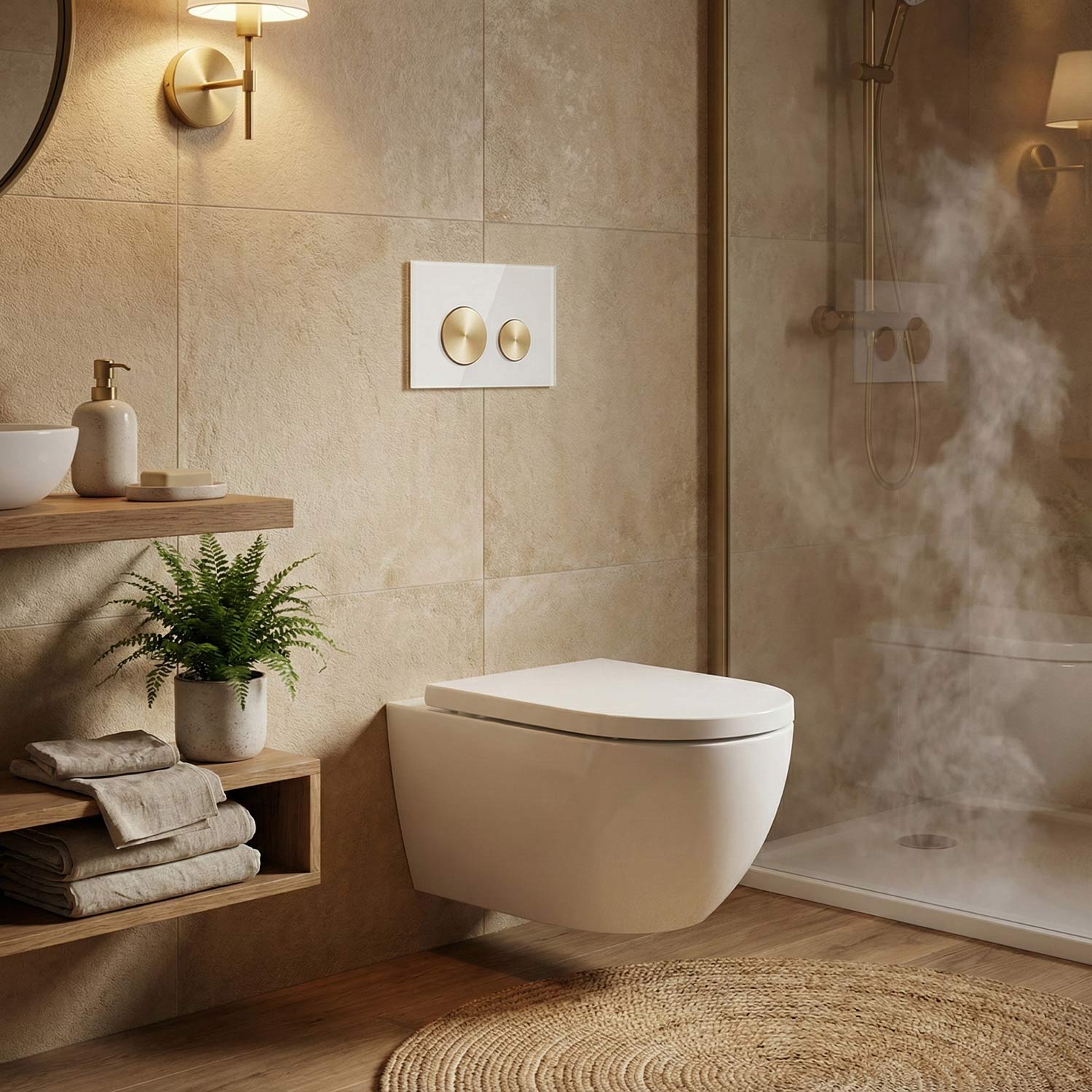 Push plate glass white / gold brushed - Compatible with Geberit Sigma (UP 320)