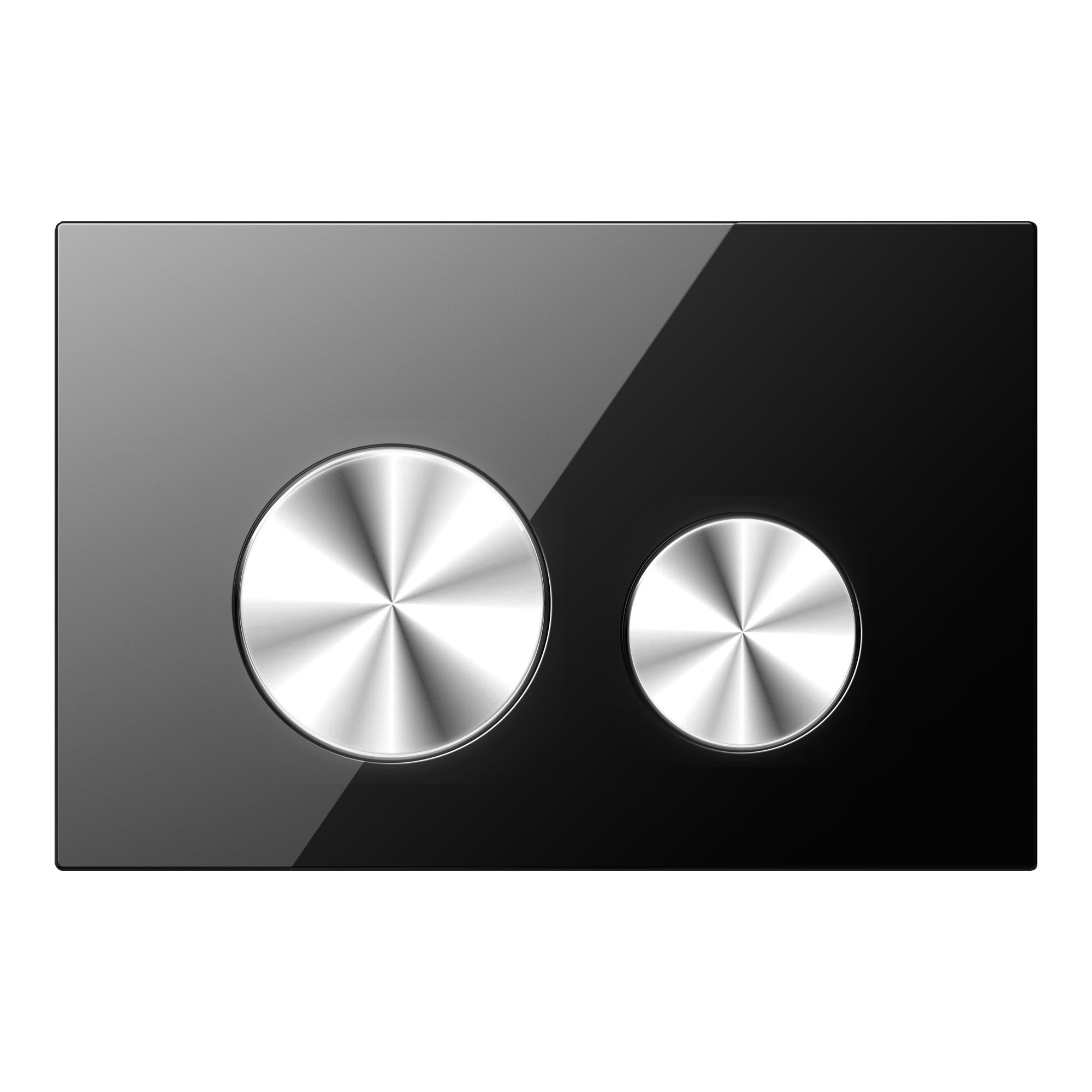 Drückerplatte Glas Schwarz / Silber Gebürstet - Kompatibel zu Geberit Sigma (UP 320)