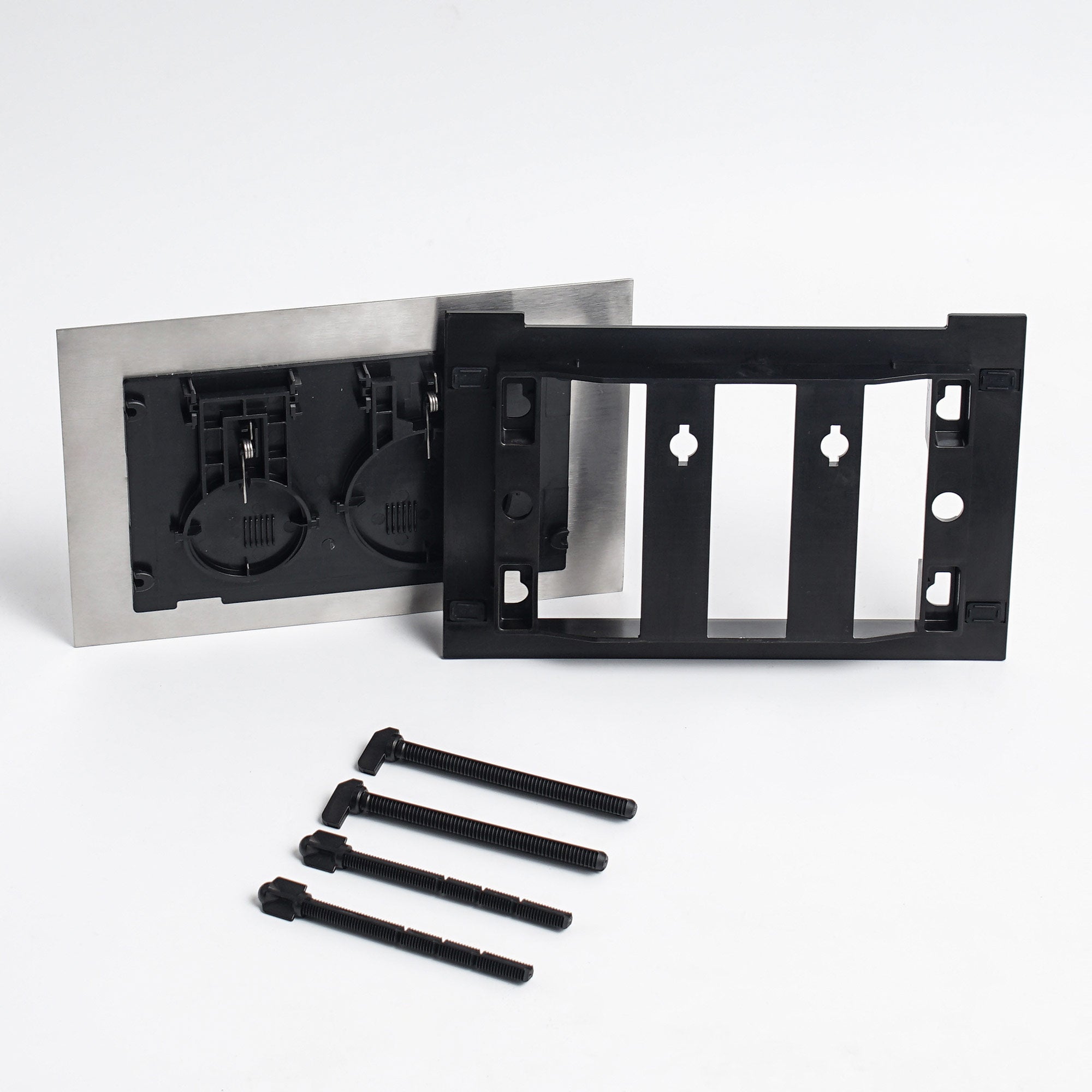 Push plate stainless steel / brushed black - Compatible with Geberit Sigma (UP 320)