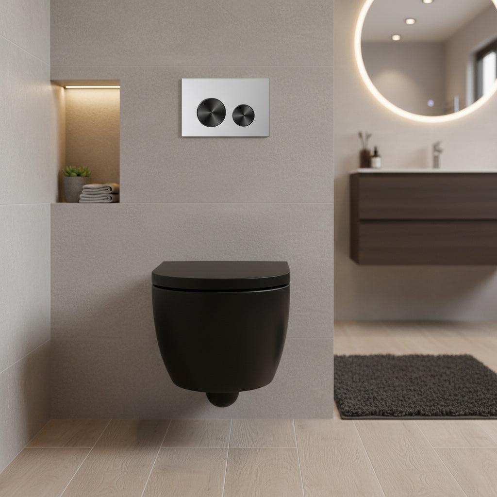 Plaque de commande en acier inoxydable / noir brossé compatible avec Geberit Sigma (UP 320)