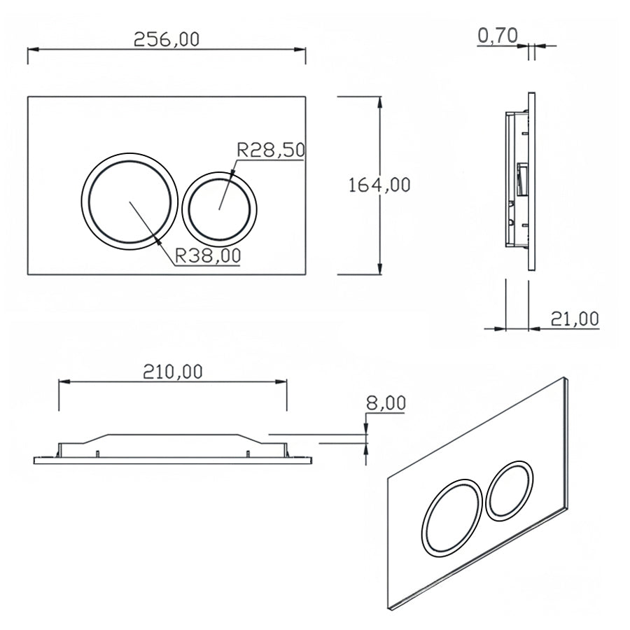 Gombpanel matt ezüst - Kompatibilis Geberit Sigma (UP 320) modellekhez