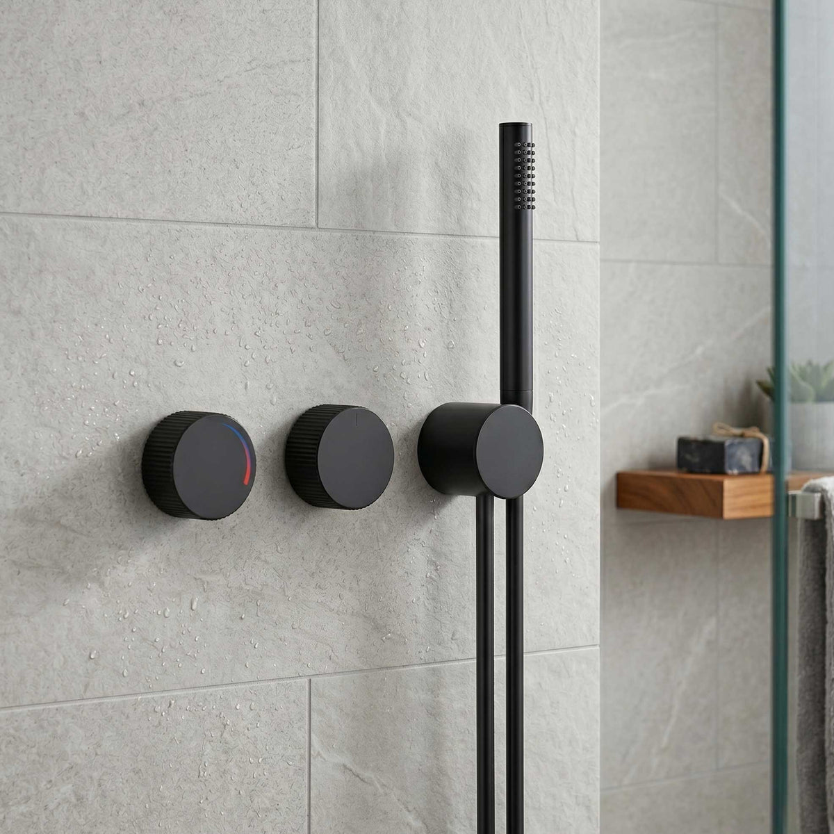 Park 2.0 Unterputz Thermostat 2-Wege Duscharmatur mit Handbrause in Schwarz Matt