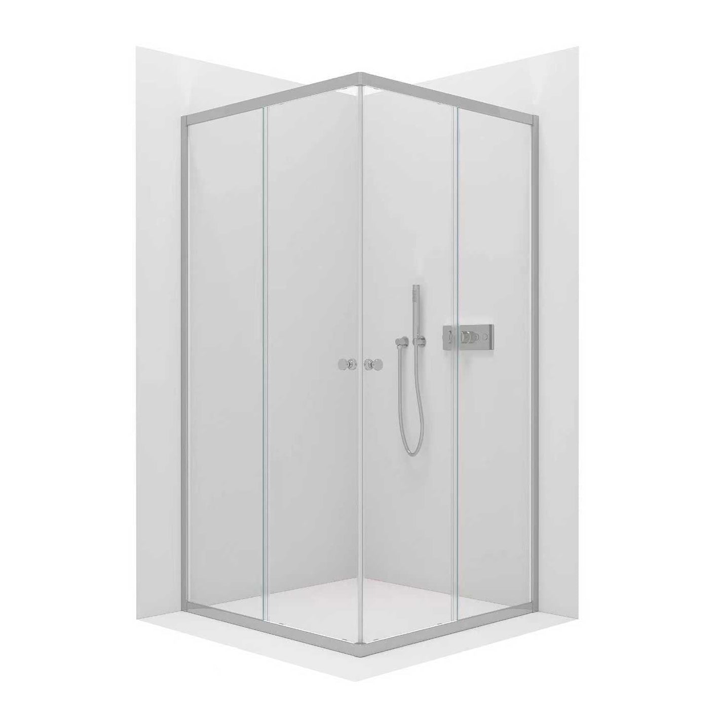 Eck-Duschkabine mit Drehtüren – 8 mm Sicherheitsglas in Chrom, versch. Größen