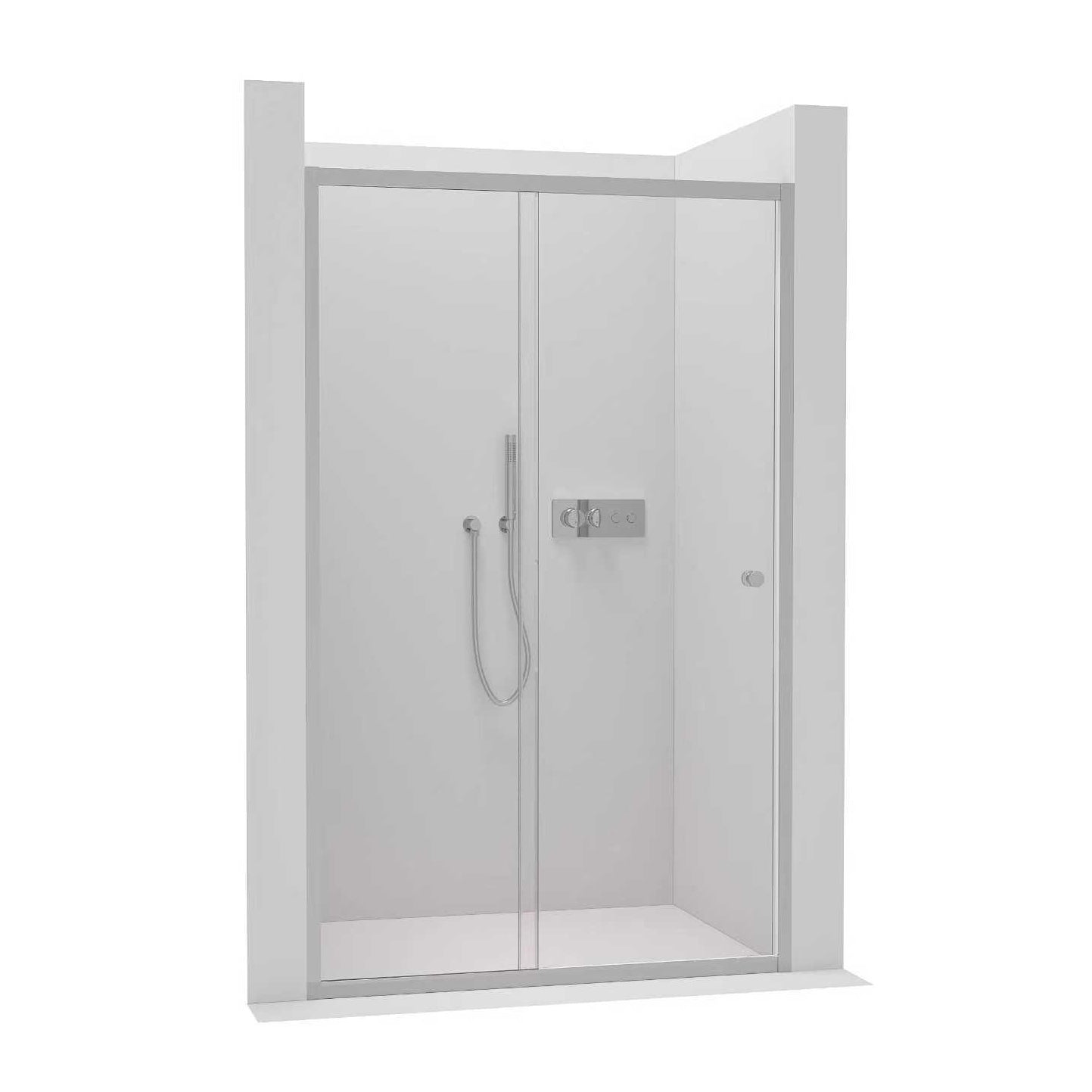 Nischendusche mit Schiebetür - 6 mm Sicherheitsglas in Chrom, versch. Größen (ELD506)