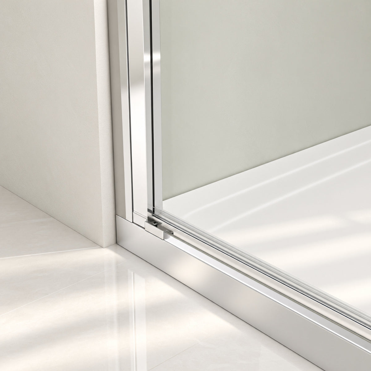 Mampara de ducha angular con puerta abatible – vidrio templado de seguridad de 8 mm en Cromo, varios tamaños