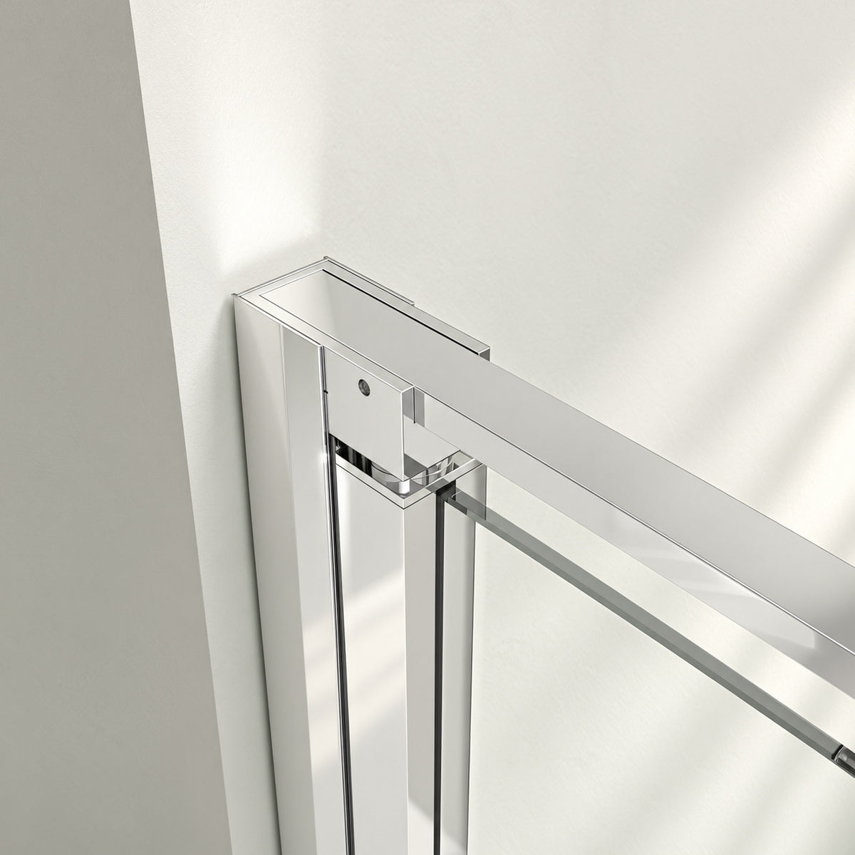 Mampara de ducha angular con puerta abatible – vidrio templado de seguridad de 8 mm en Cromo, varios tamaños