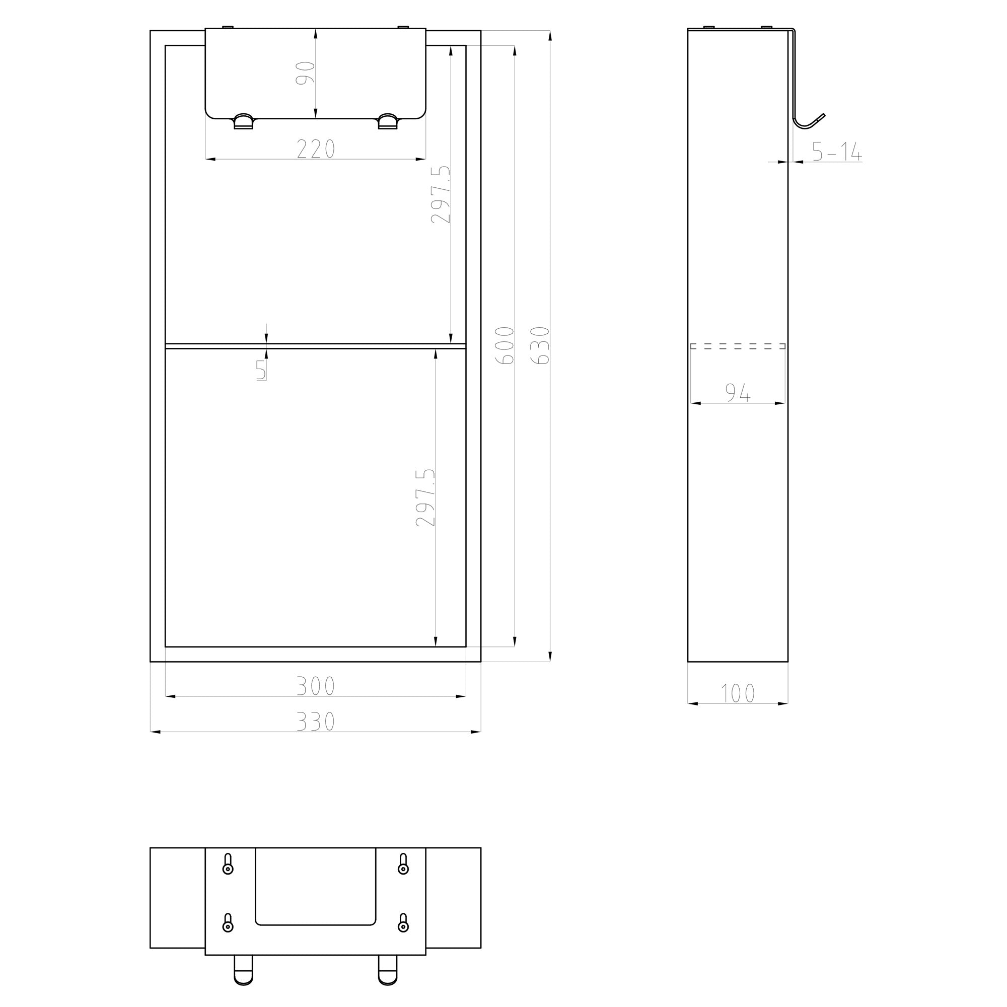 Niche murale apparente WallSpace noir mat/blanc mat avec étagère, crochets et tablette intermédiaire/60x30 cm