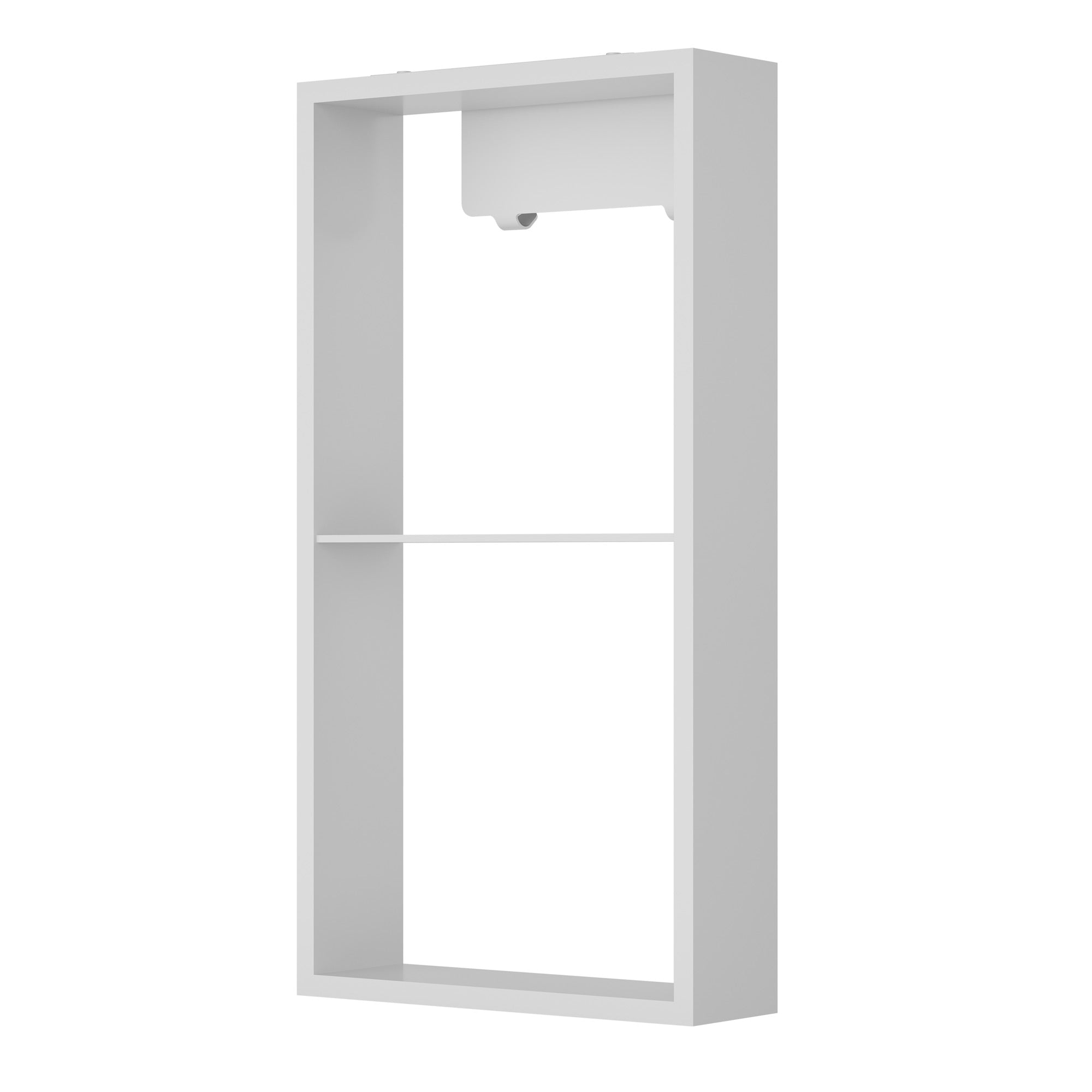 Niche murale apparente WallSpace noir mat/blanc mat avec étagère, crochets et tablette intermédiaire/60x30 cm