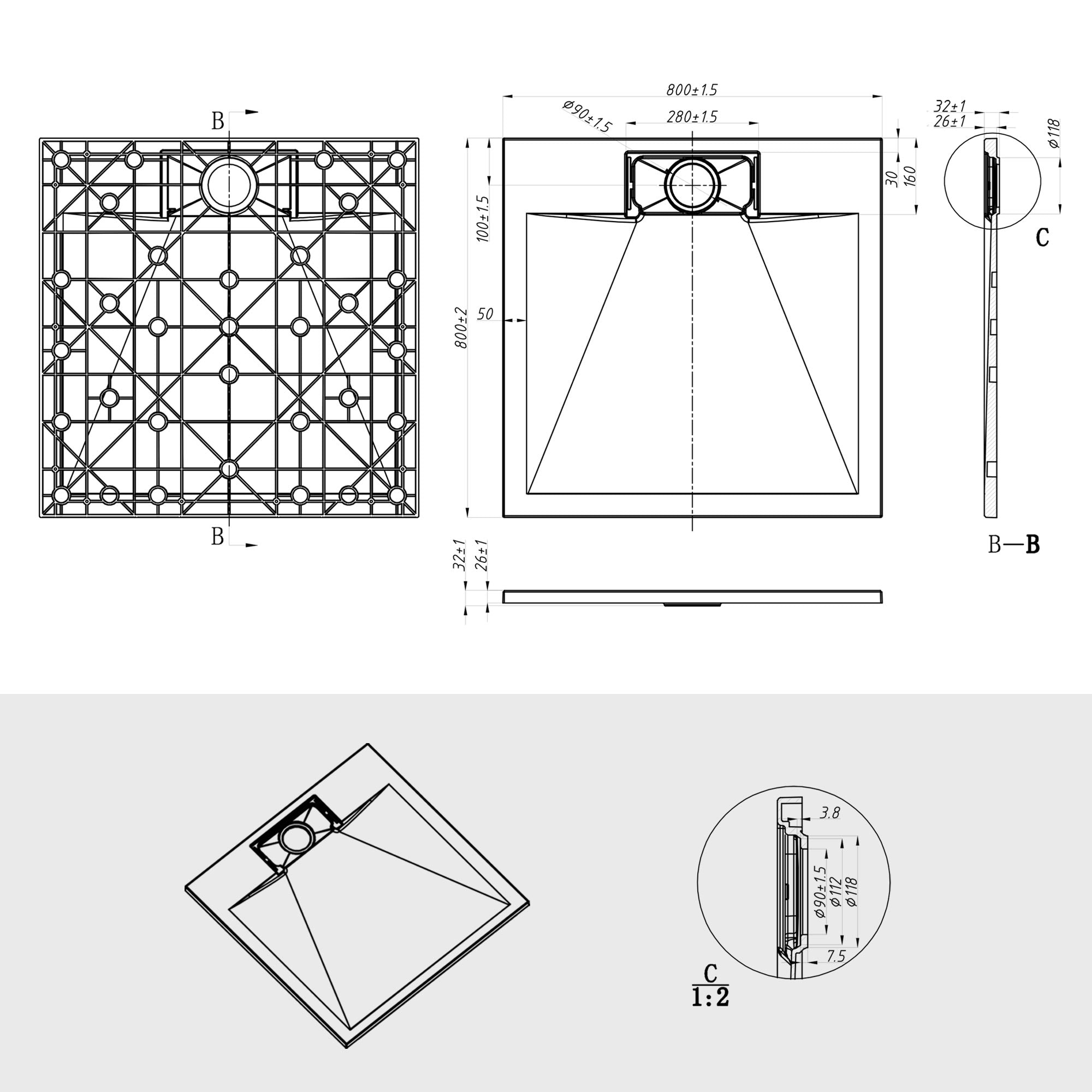 Soho SMC SlimLine zuhanytálcák – csak 35 mm vastag és csúszásmentes