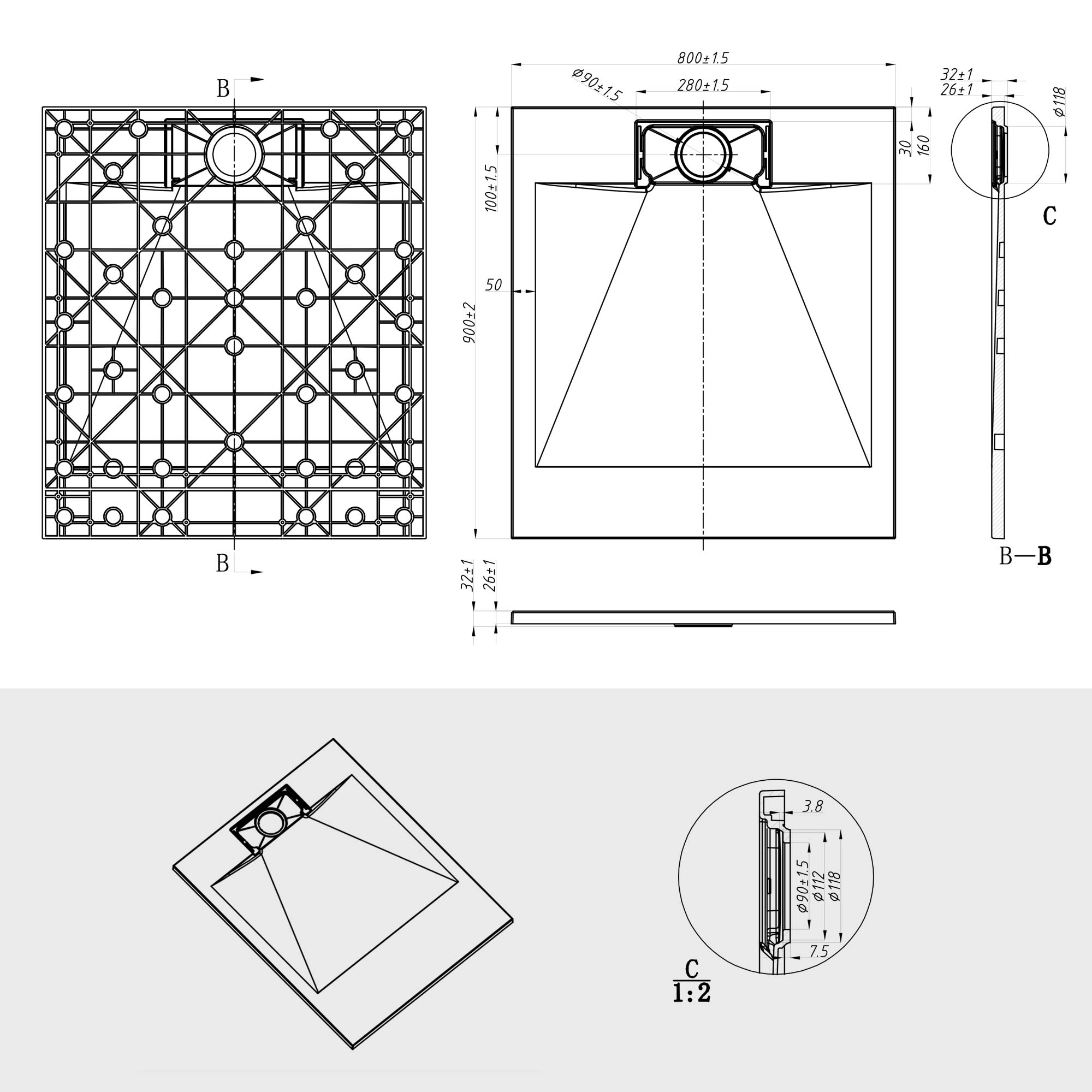 Soho SMC SlimLine zuhanytálcák – csak 35 mm vastag és csúszásmentes