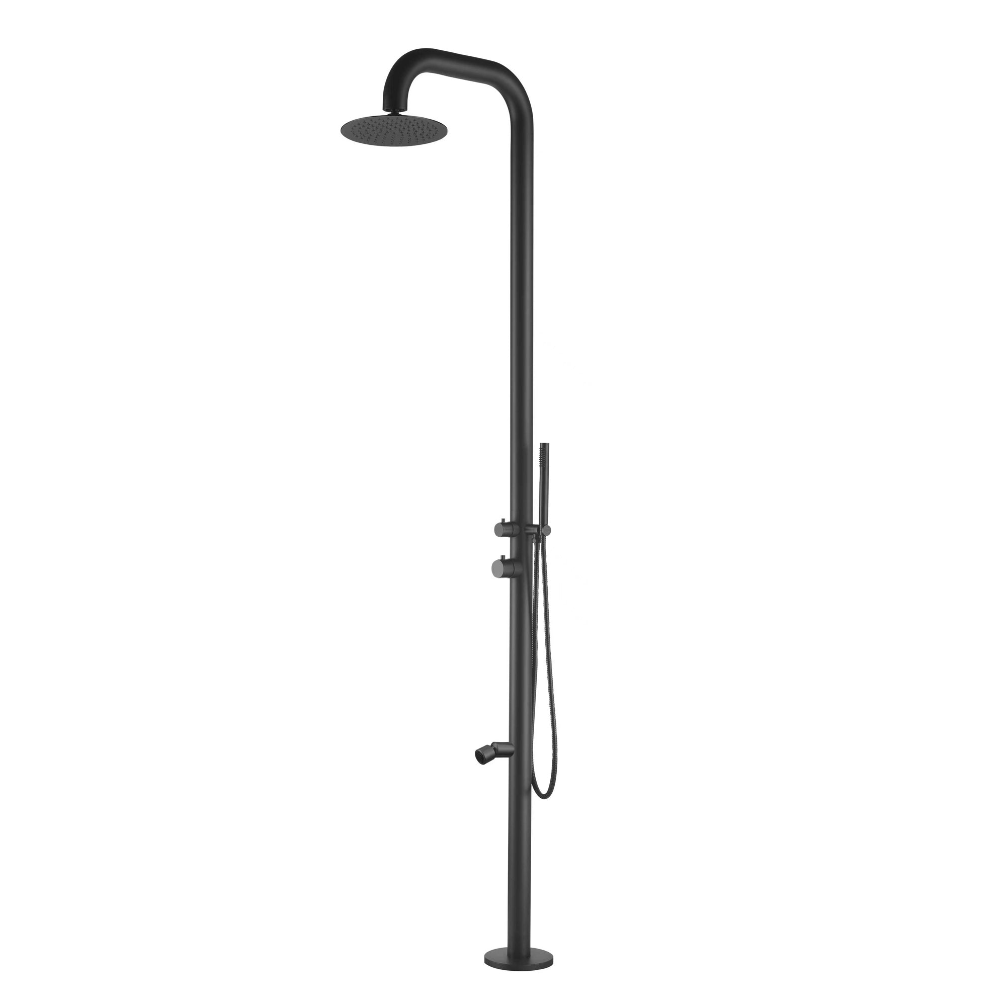 Douche de jardin design SOHO 2.0 noir mat en acier inoxydable 316L avec douchette à main