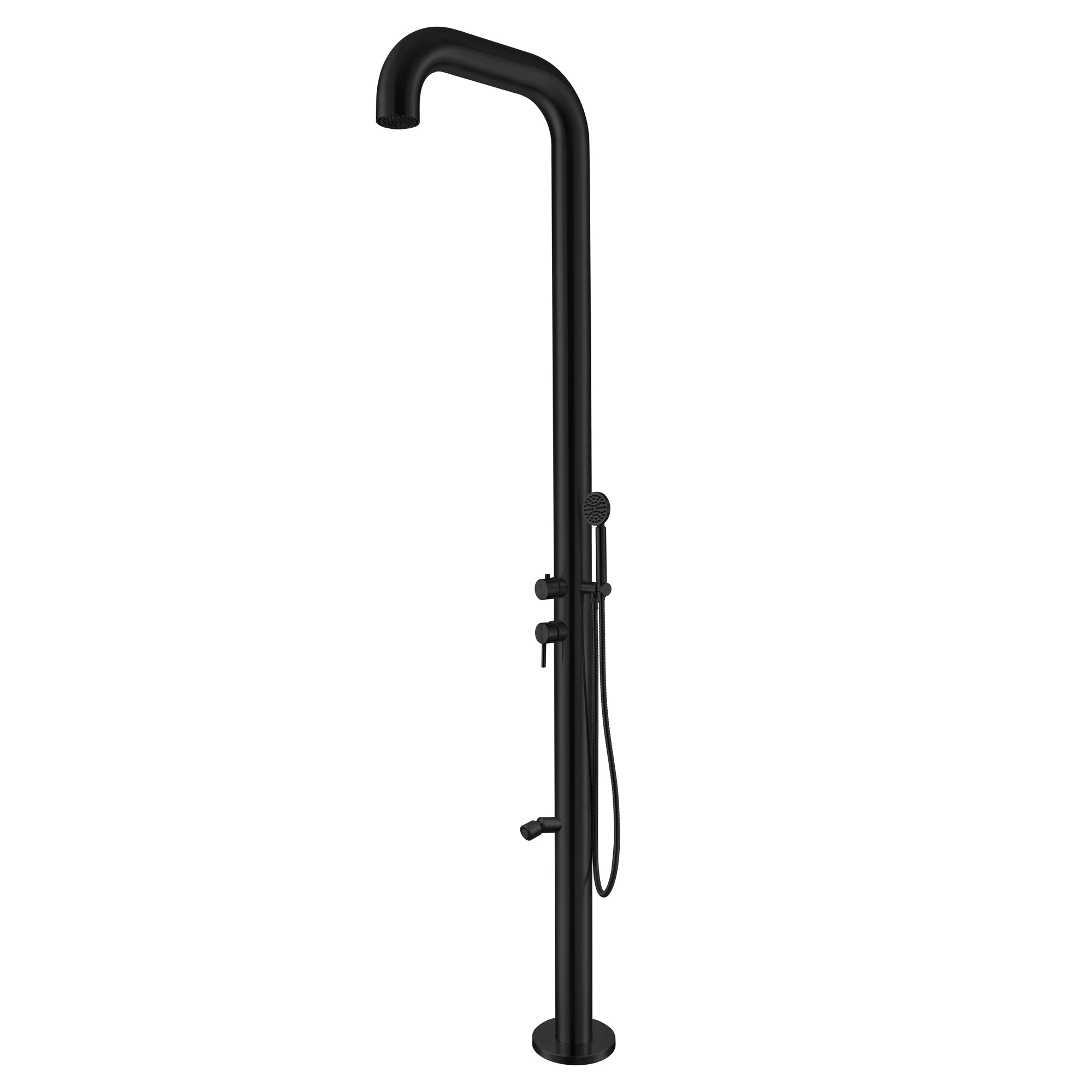 Designer Gartendusche PARK 2.0 in Schwarz Matt aus Edelstahl 316L mit Handbrause