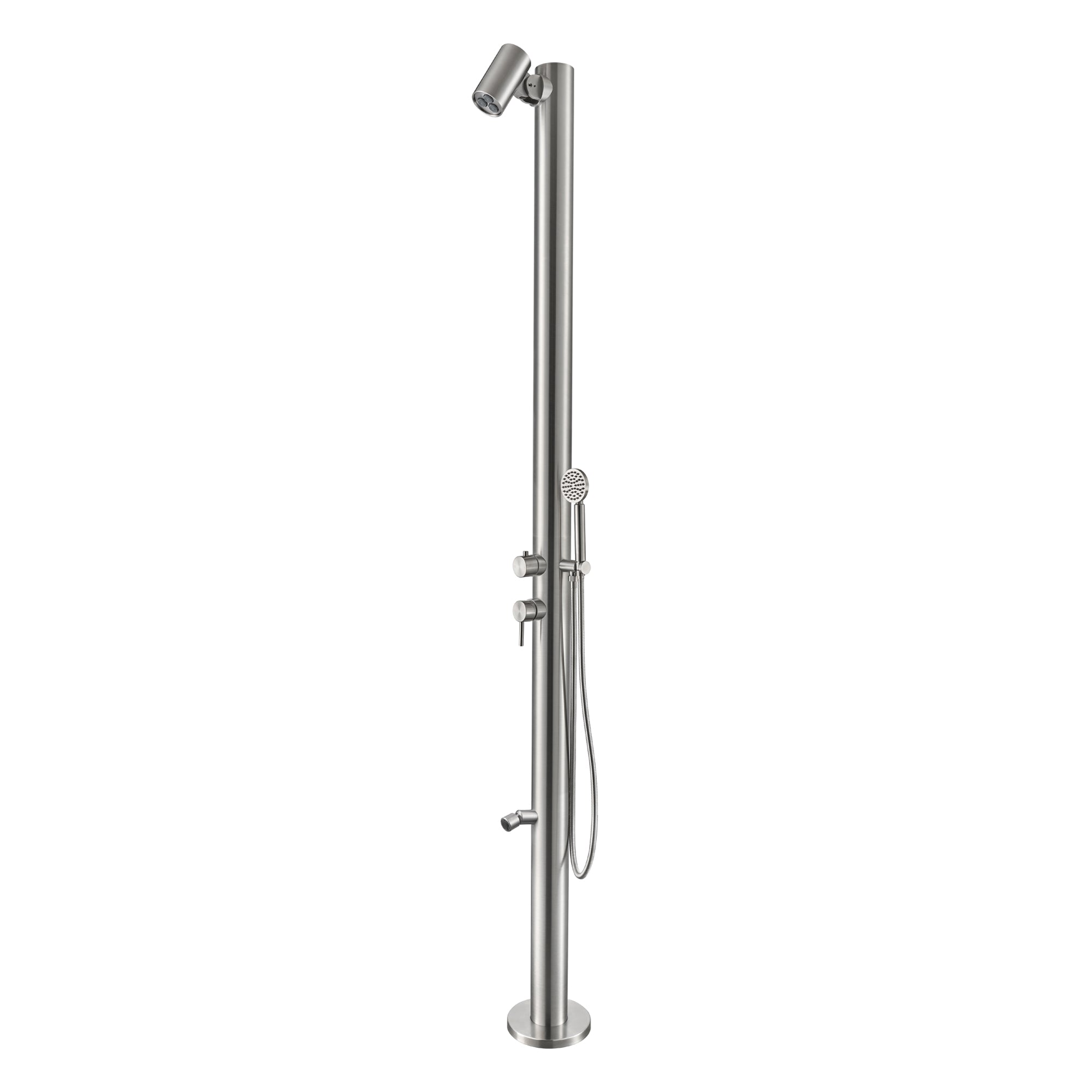 Douche de jardin design MILANO en acier inoxydable 316L avec douchette à main
