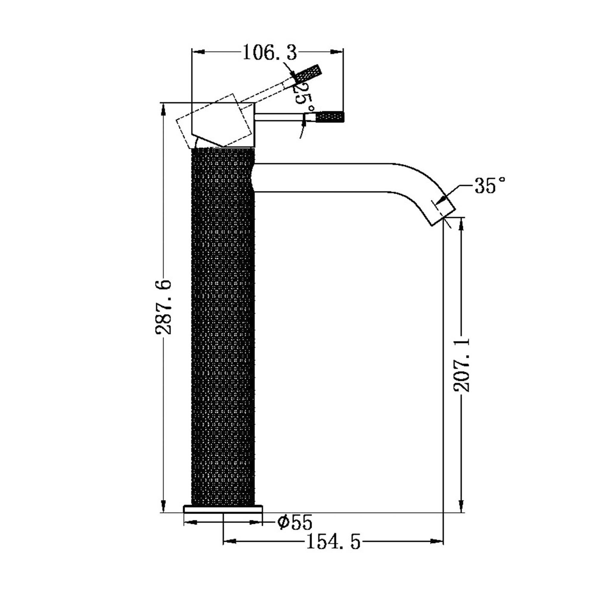 Mitigeur de lavabo Stilform de la série Iconic, version haute, en cuivre brossé