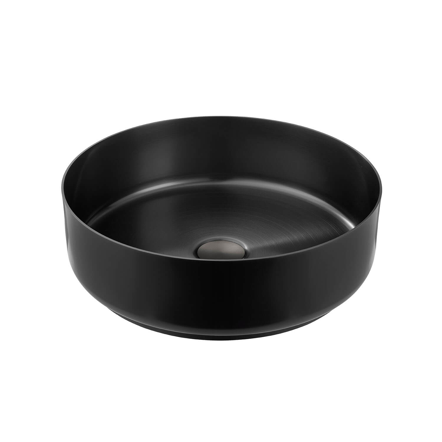 Lavabo en acier inoxydable Park finition gunmetal brossé, vasque à poser sans trou pour robinet, 40 cm