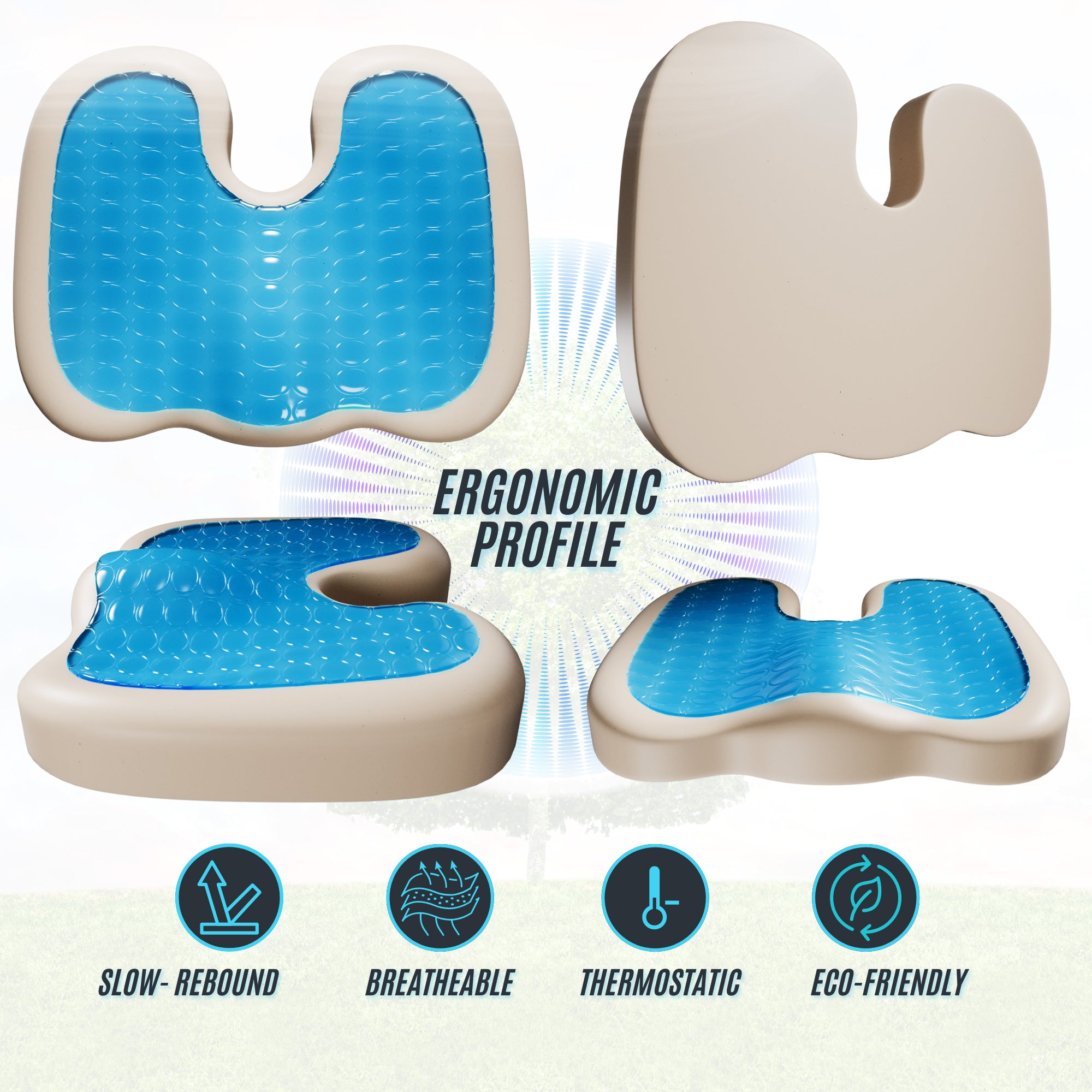 Cuscino ergonomico da seduta in schiuma memory e gel