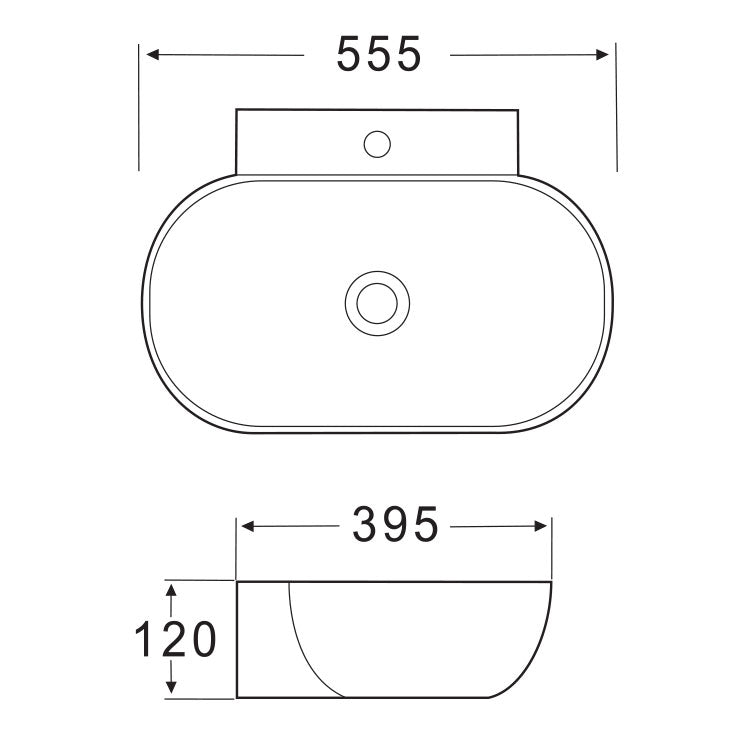 Lavabo mural en céramique Marina 3.0 noir mat 55 cm