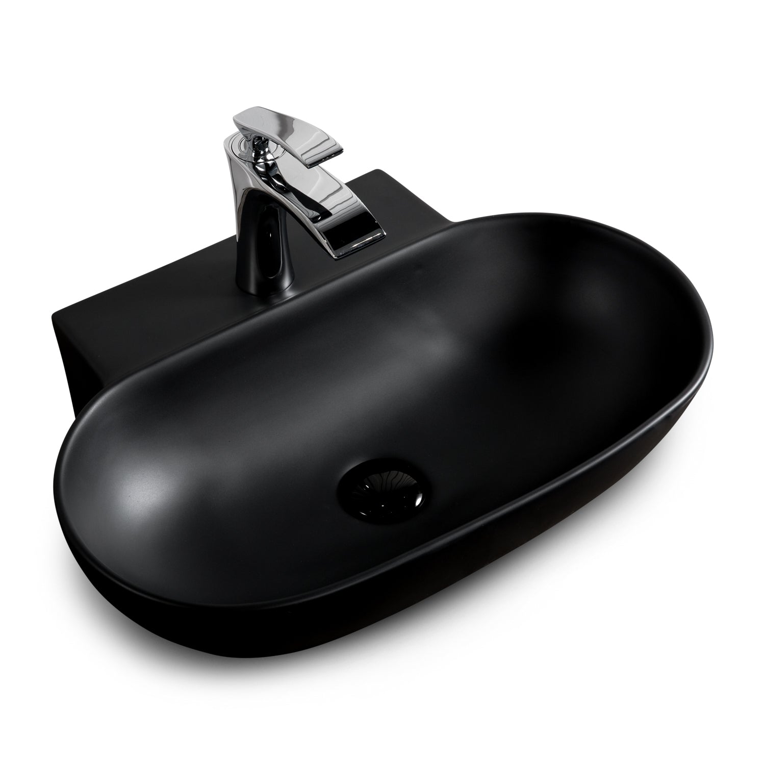 Lavabo mural en céramique Marina 3.0 noir mat 55 cm