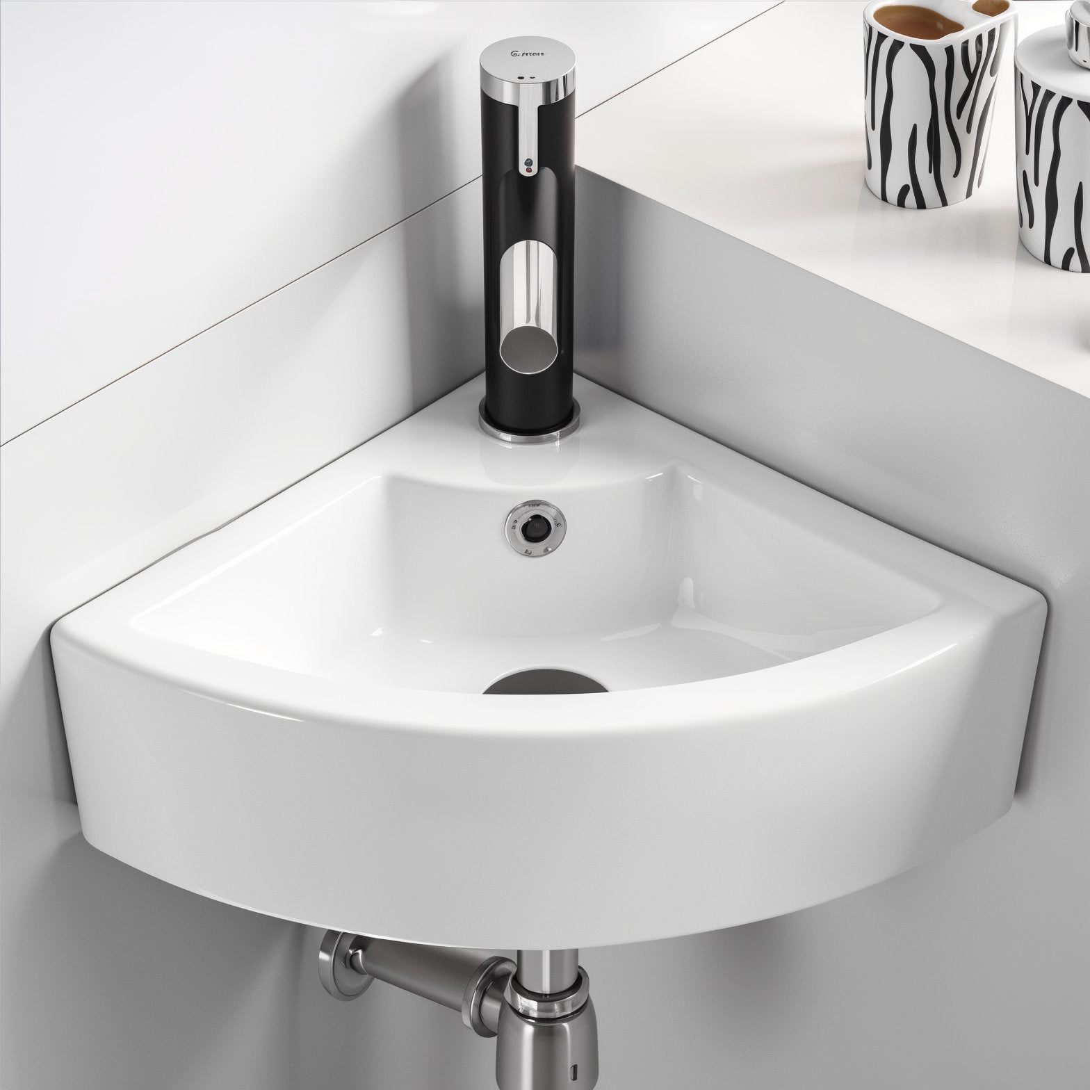 Corner ceramic washbasin guest toilet 46x32 cm