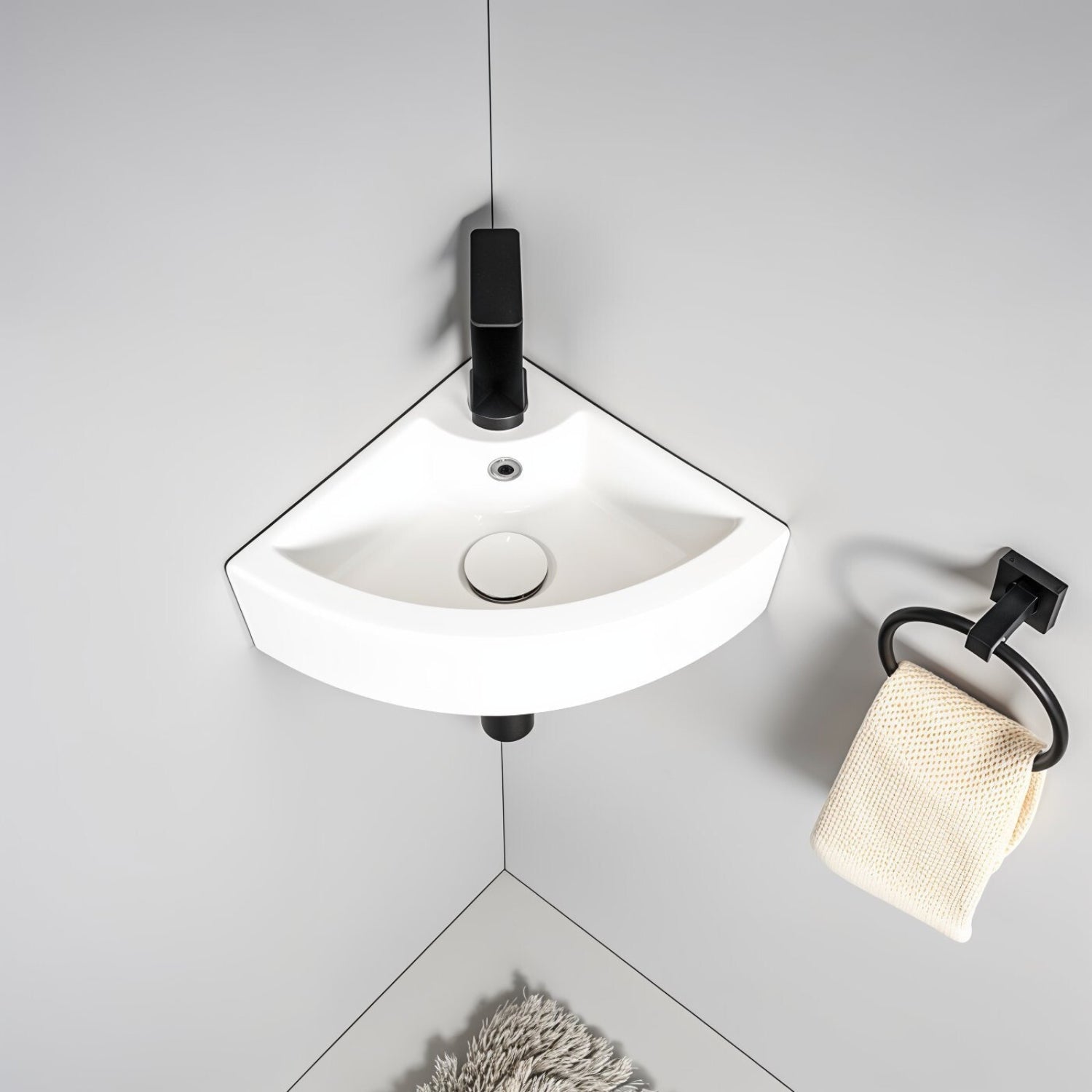 Corner ceramic washbasin guest toilet 46x32 cm